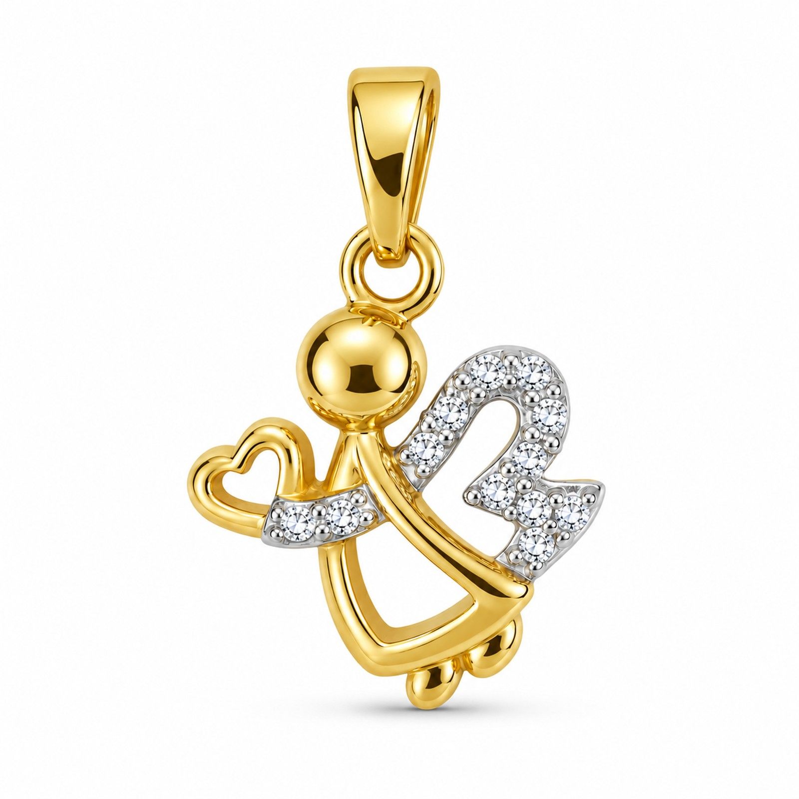 Anhänger Gold 333/000, Engel, Zirkonia