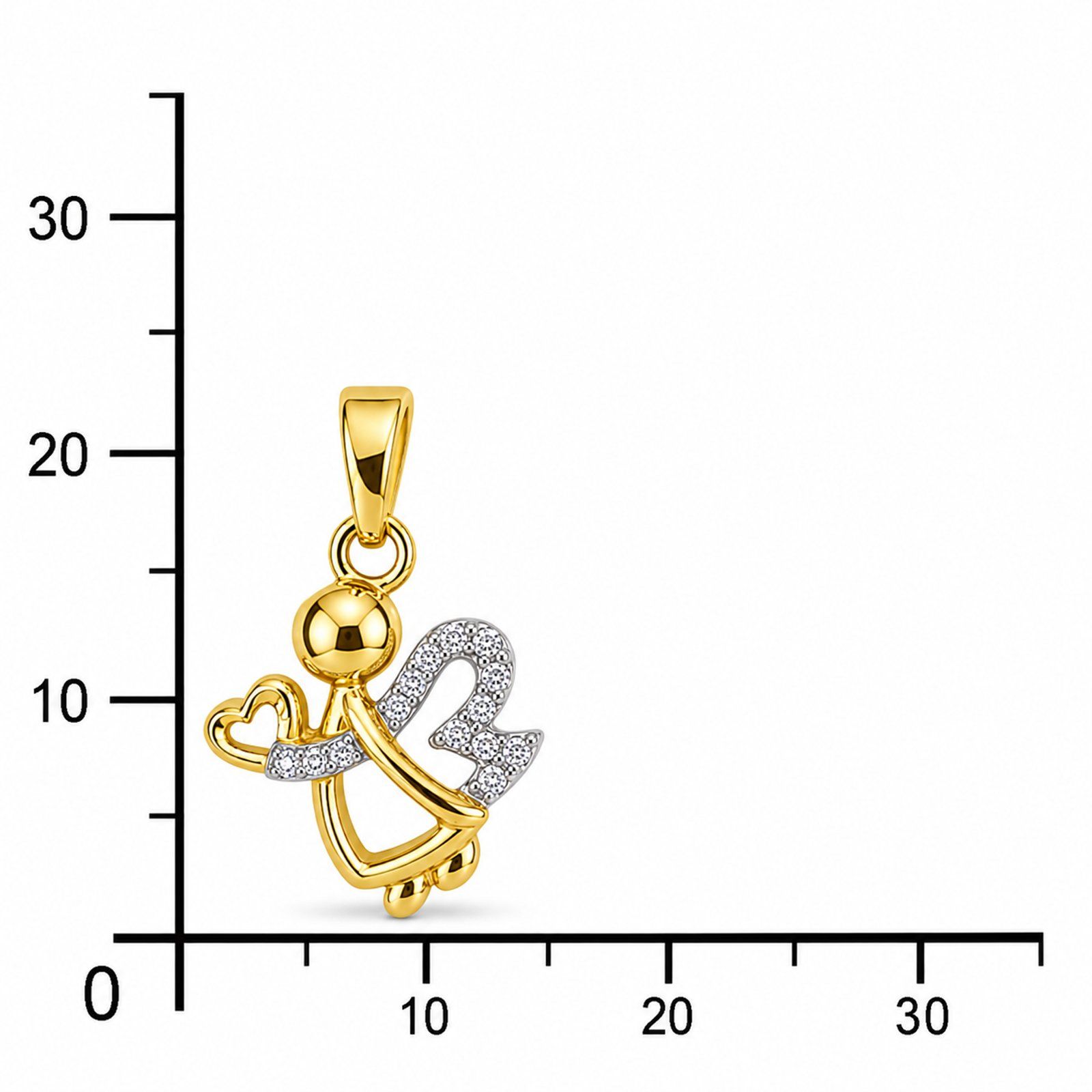 Anhänger Gold 333/000, Engel, Zirkonia