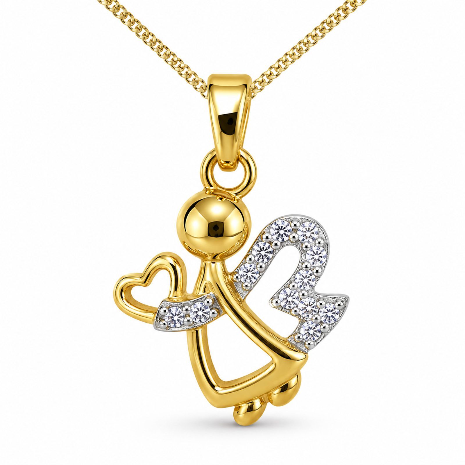 Kette mit Anhänger Engel Gold 333/000,  42 oder 45 cm, Zirkonia