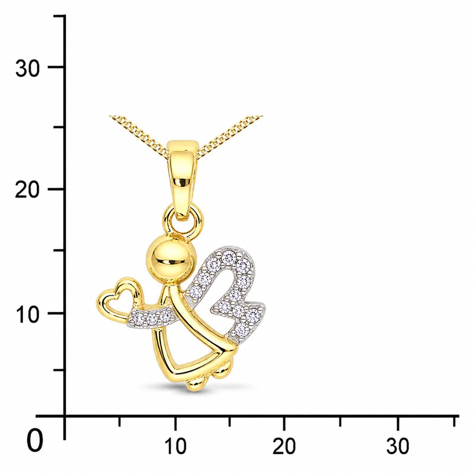 Kette mit Anhänger Engel Gold 333/000,  42 oder 45 cm, Zirkonia