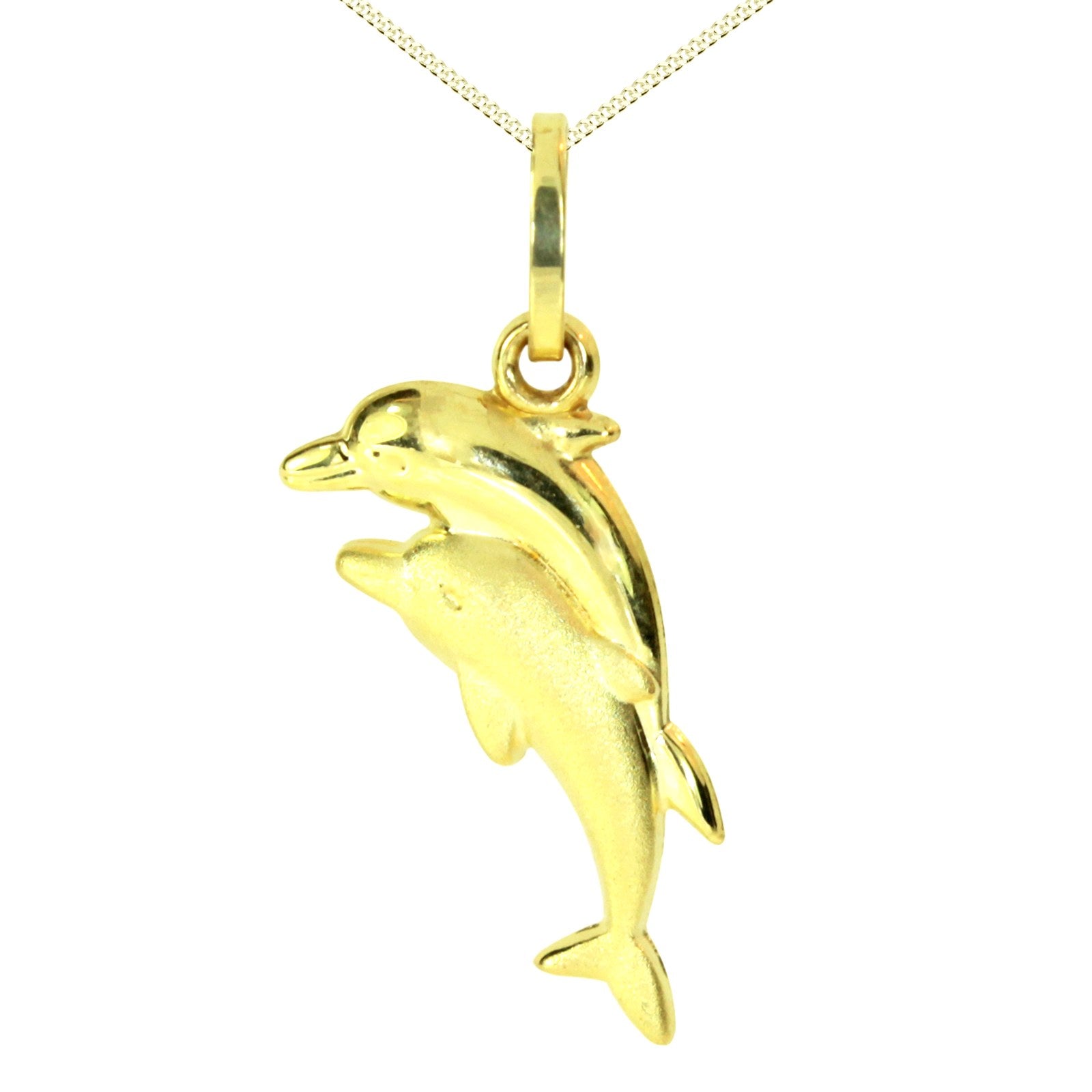 Kette mit Anhänger Gold 333/000, Delphinpaar, 42 oder 45 cm