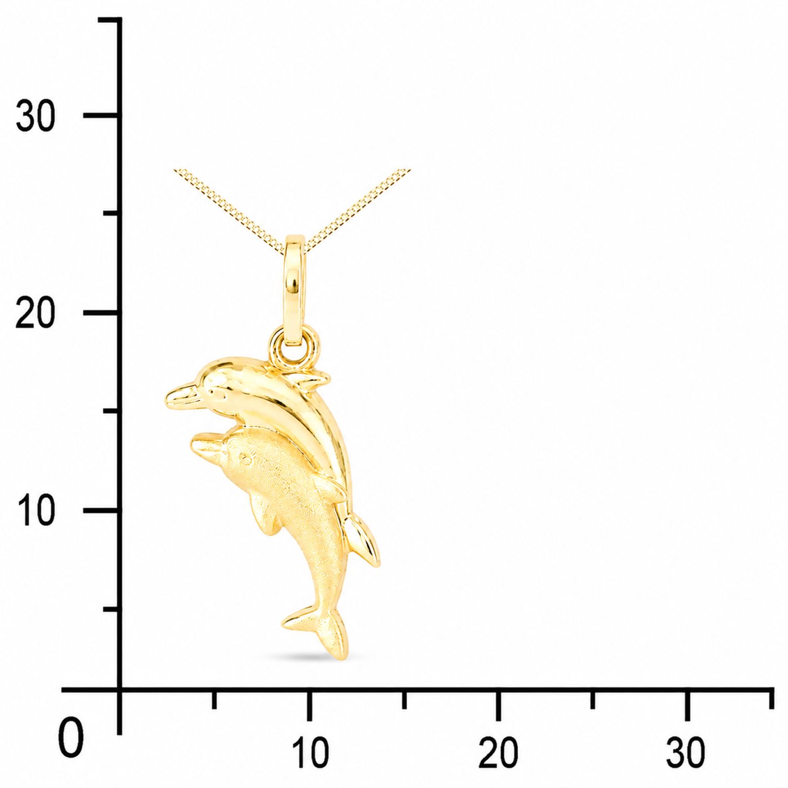 Kette mit Anhänger Gold 333/000, Delphinpaar, 42 oder 45 cm