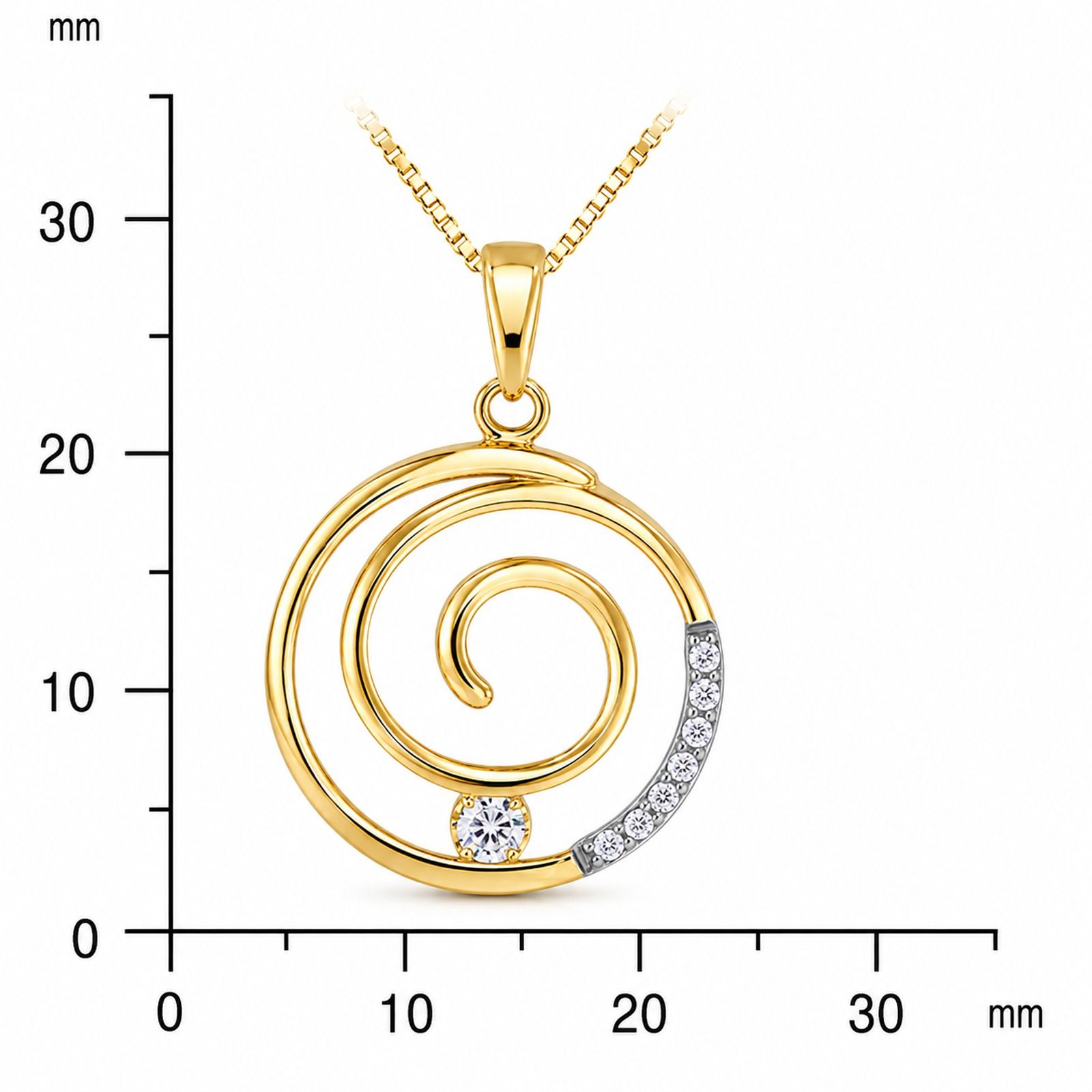 Kette mit Anhänger Gold 333/000, Spirale, Zirkonia -Länge wählbar-
