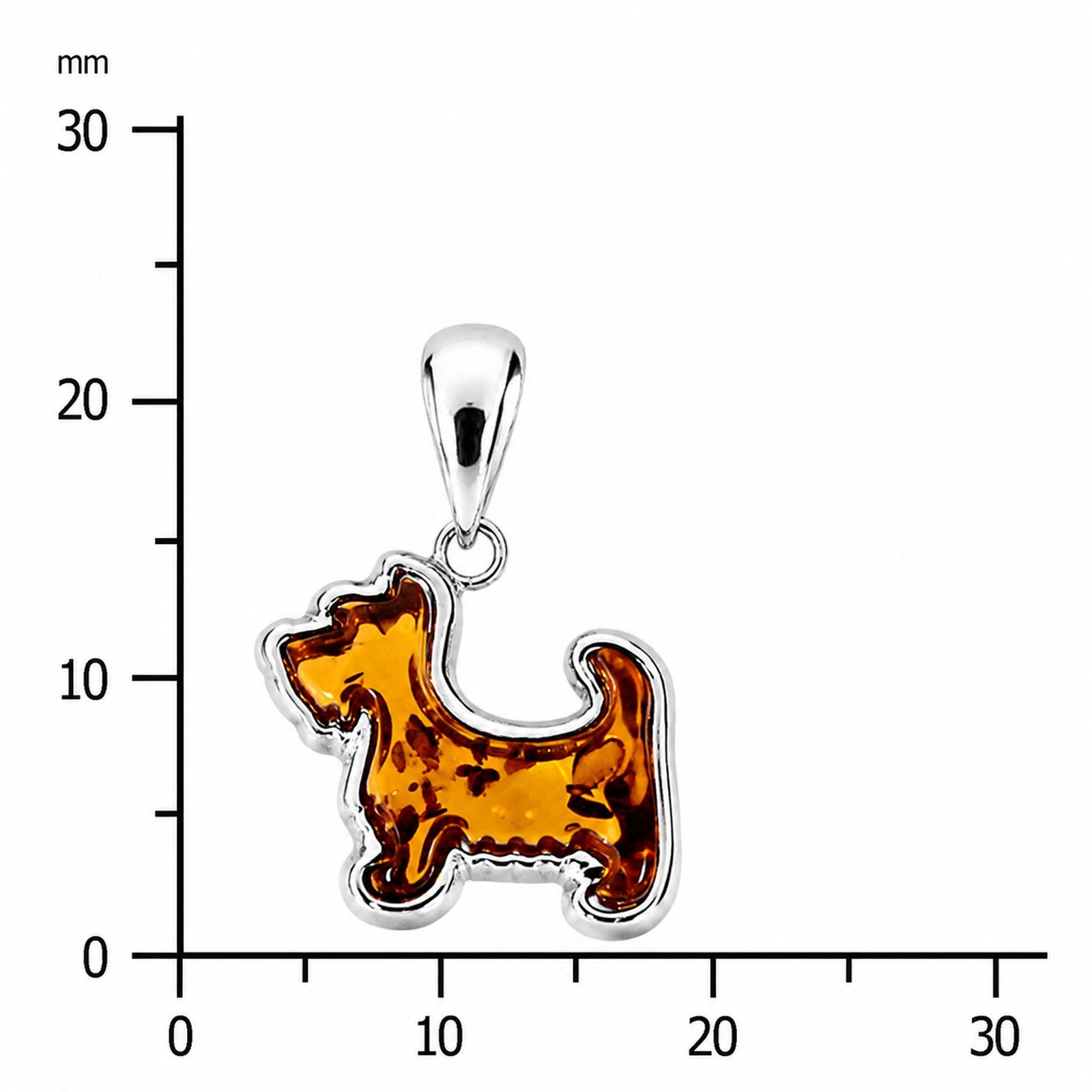 Anhänger "Hund", Silber 925/000,  Bernstein