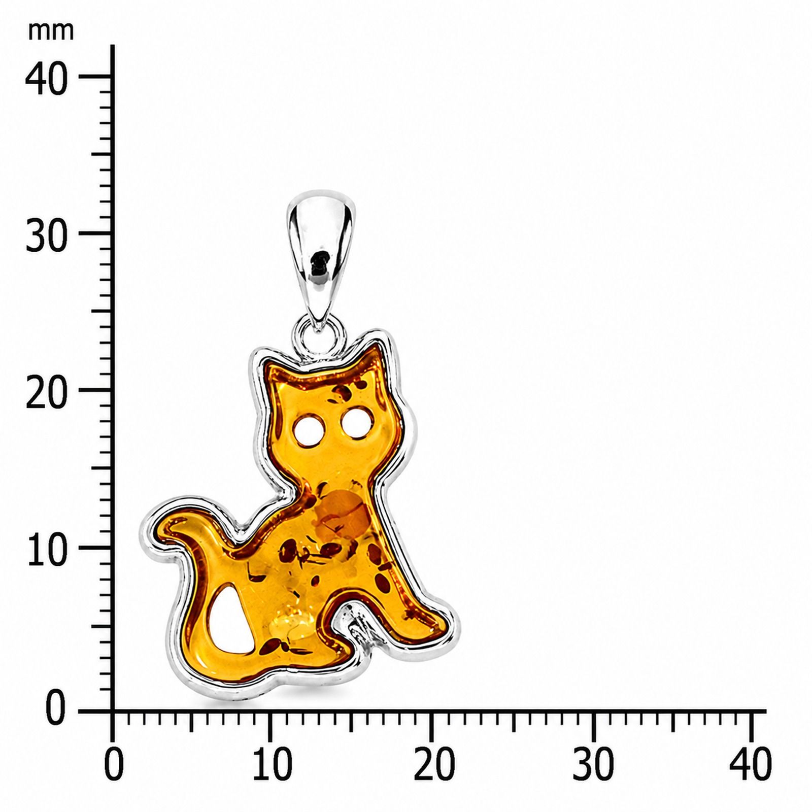 Anhänger "Katze", Silber 925/000,  Bernstein