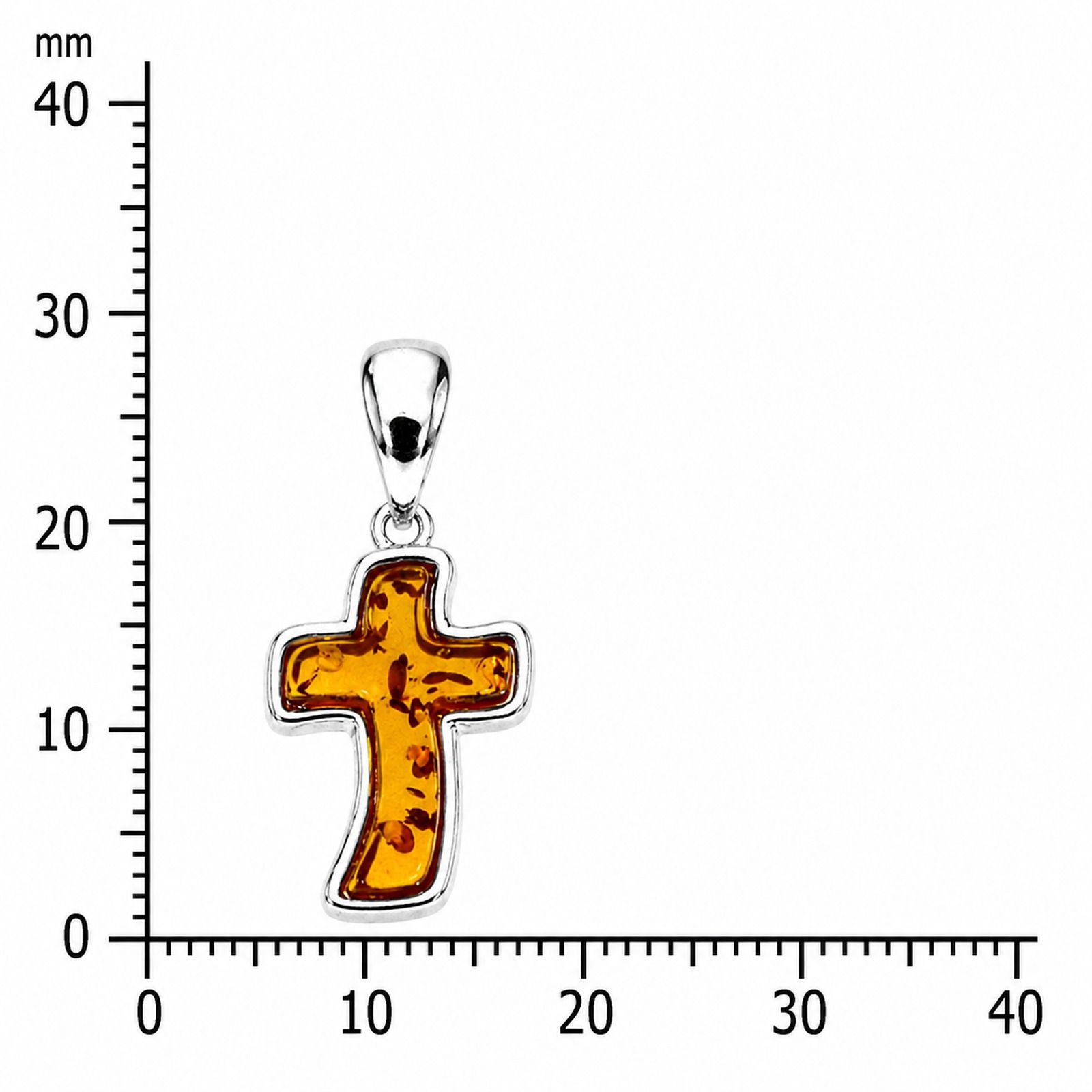 Anhänger "Kreuz", Silber 925/000,  Bernstein