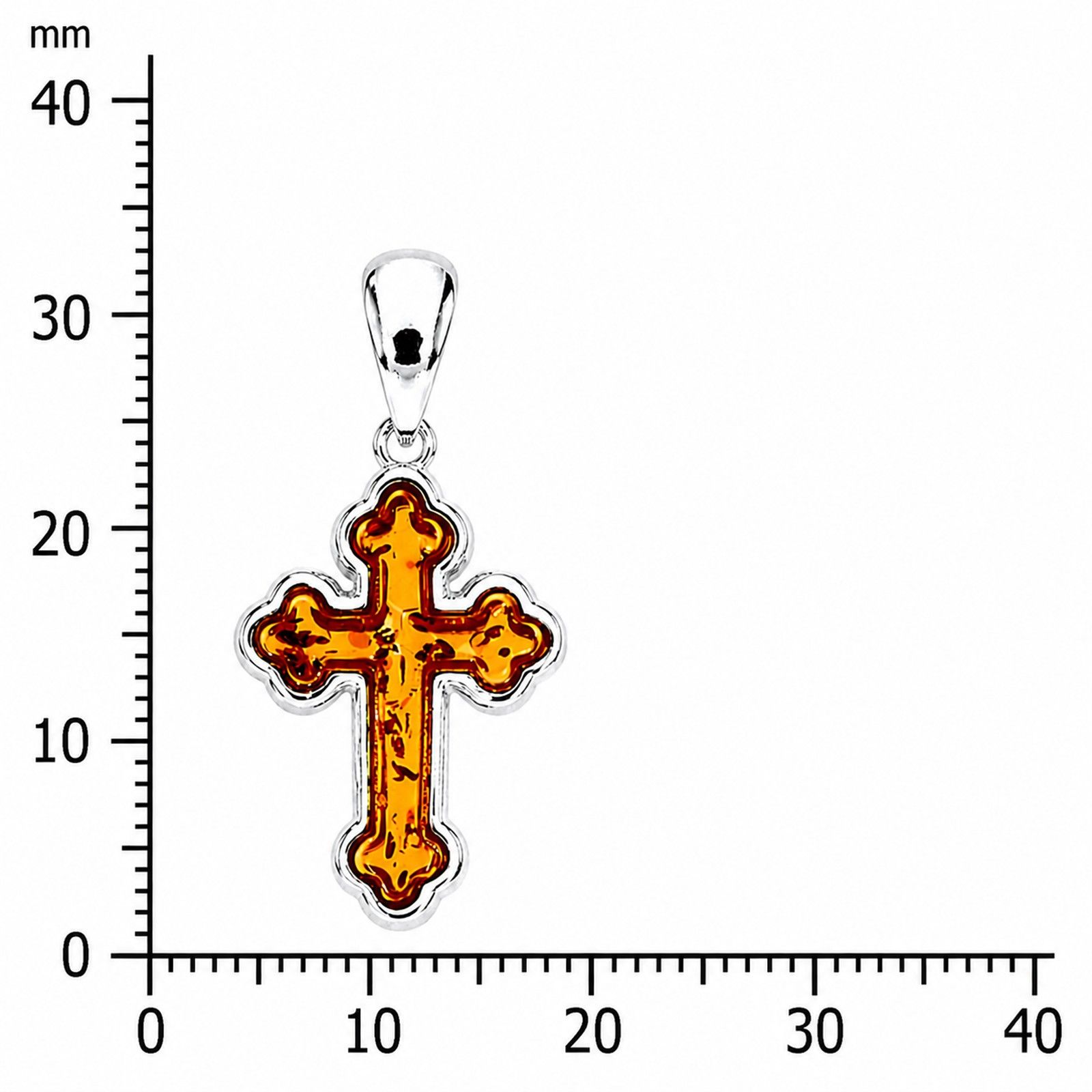 Anhänger "Kreuz", Silber 925/000,  Bernstein