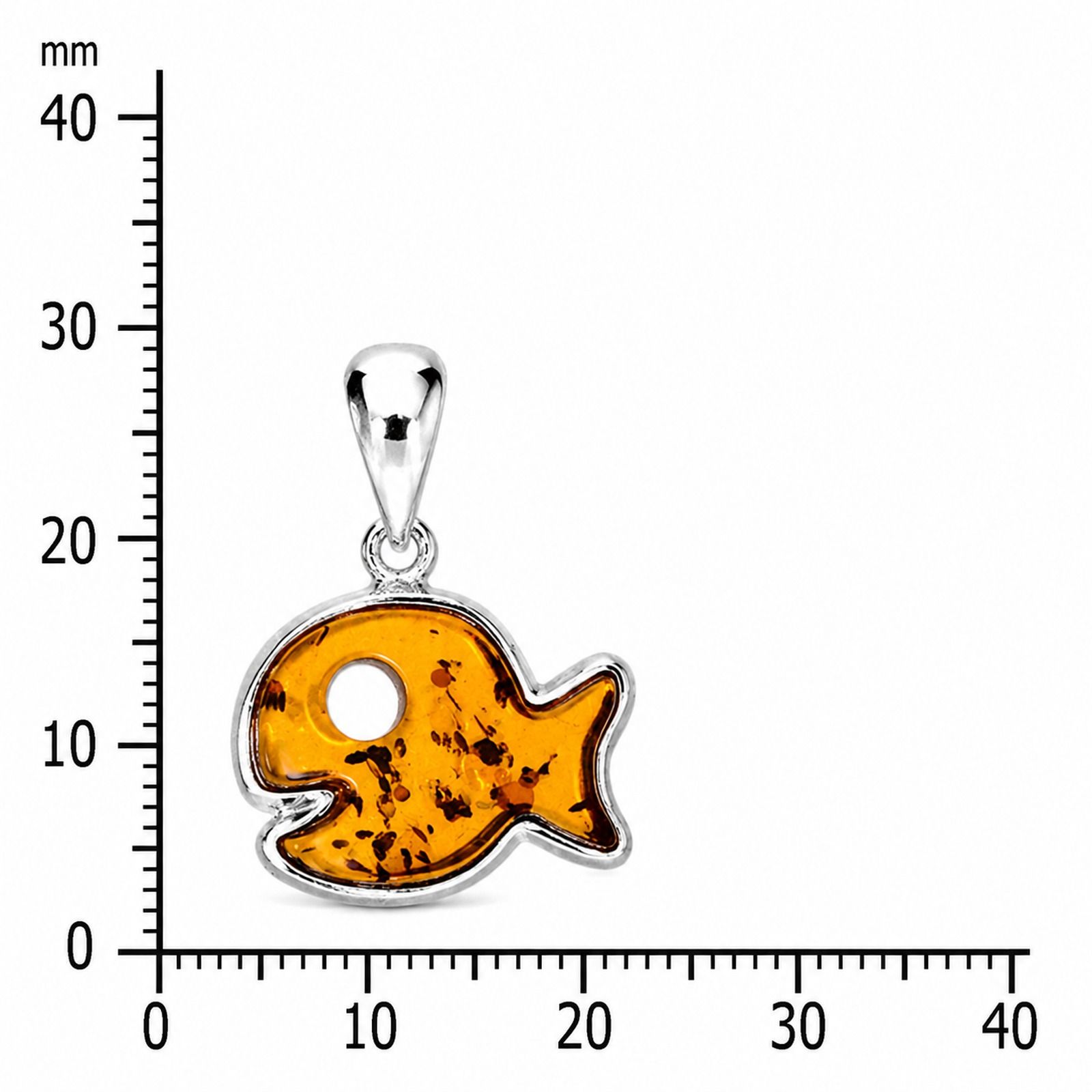 Anhänger "Fisch", Silber 925/000,  Bernstein