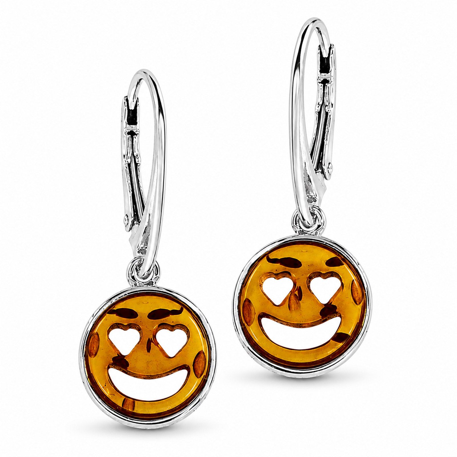 Ohrhänger "Smiley", Silber 925/000, Bernstein
