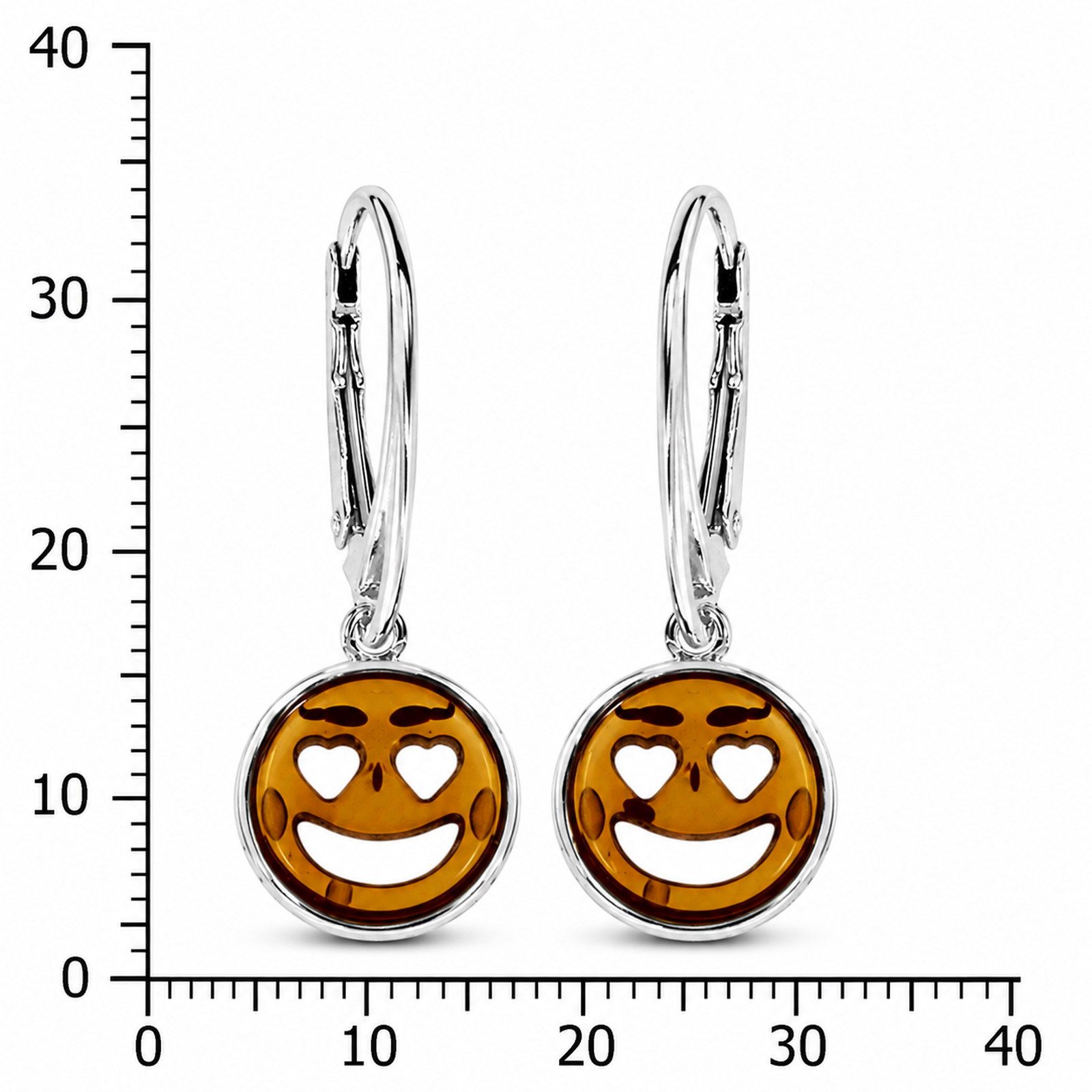 Ohrhänger "Smiley", Silber 925/000, Bernstein