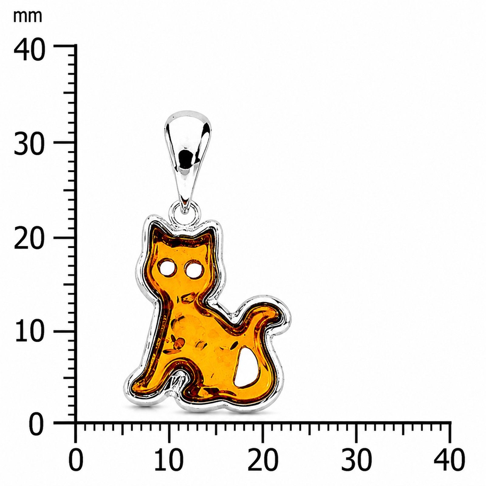 Anhänger "Katze", Silber 925/000,  Bernstein
