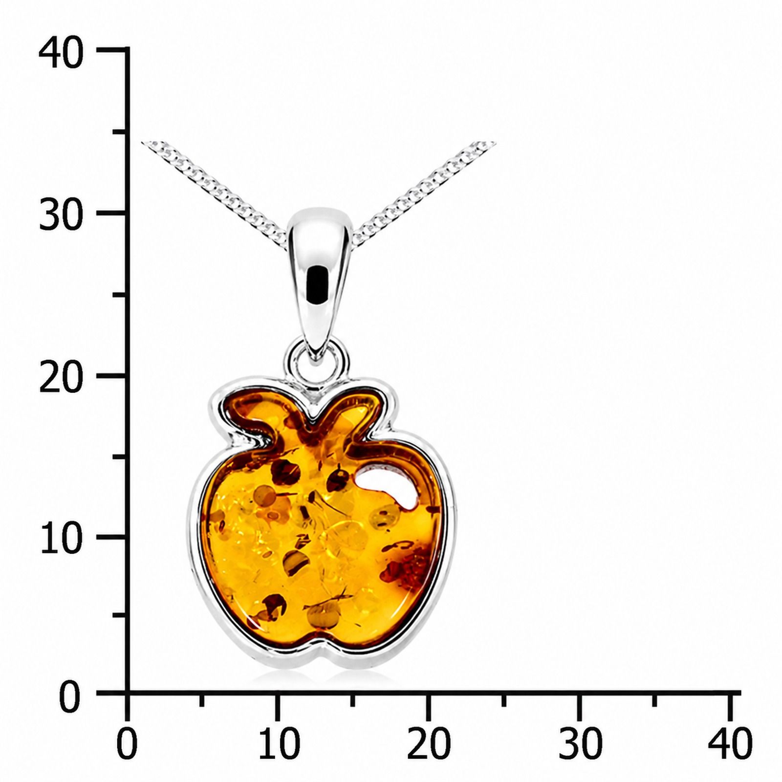 Kette mit Anhänger "Apfel", Silber 925/000,  Bernstein