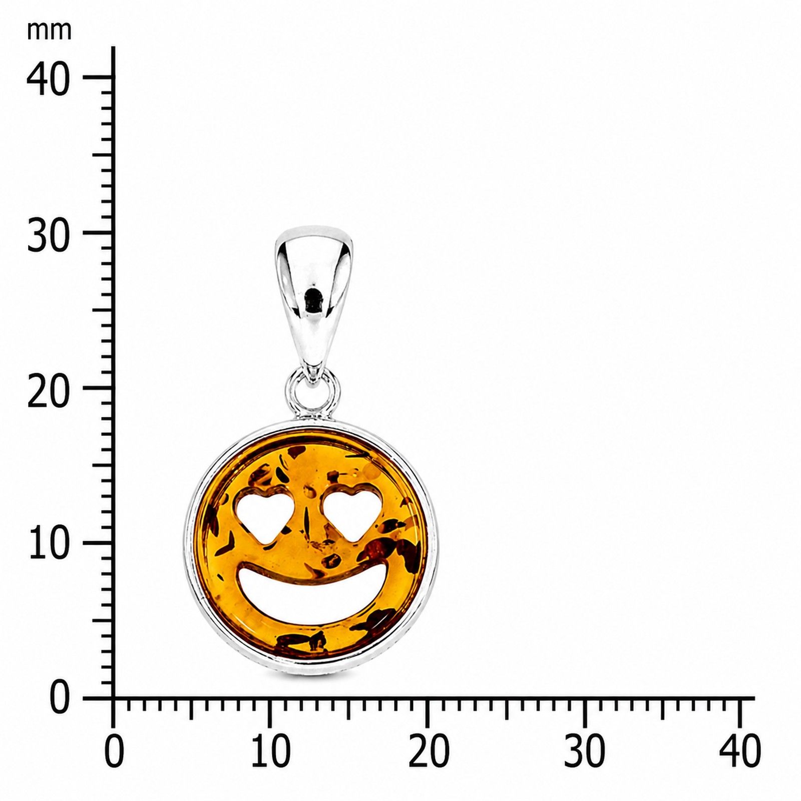 Anhänger "Smiley", Silber 925/000,  Bernstein
