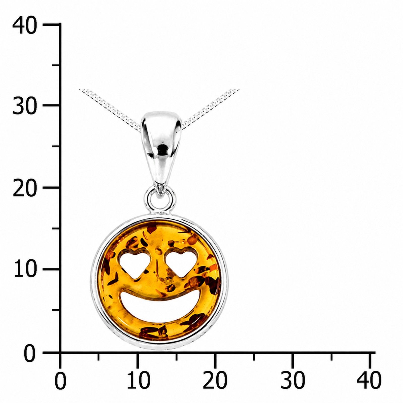 Kette mit Anhänger "Smiley", Silber 925/000,  Bernstein