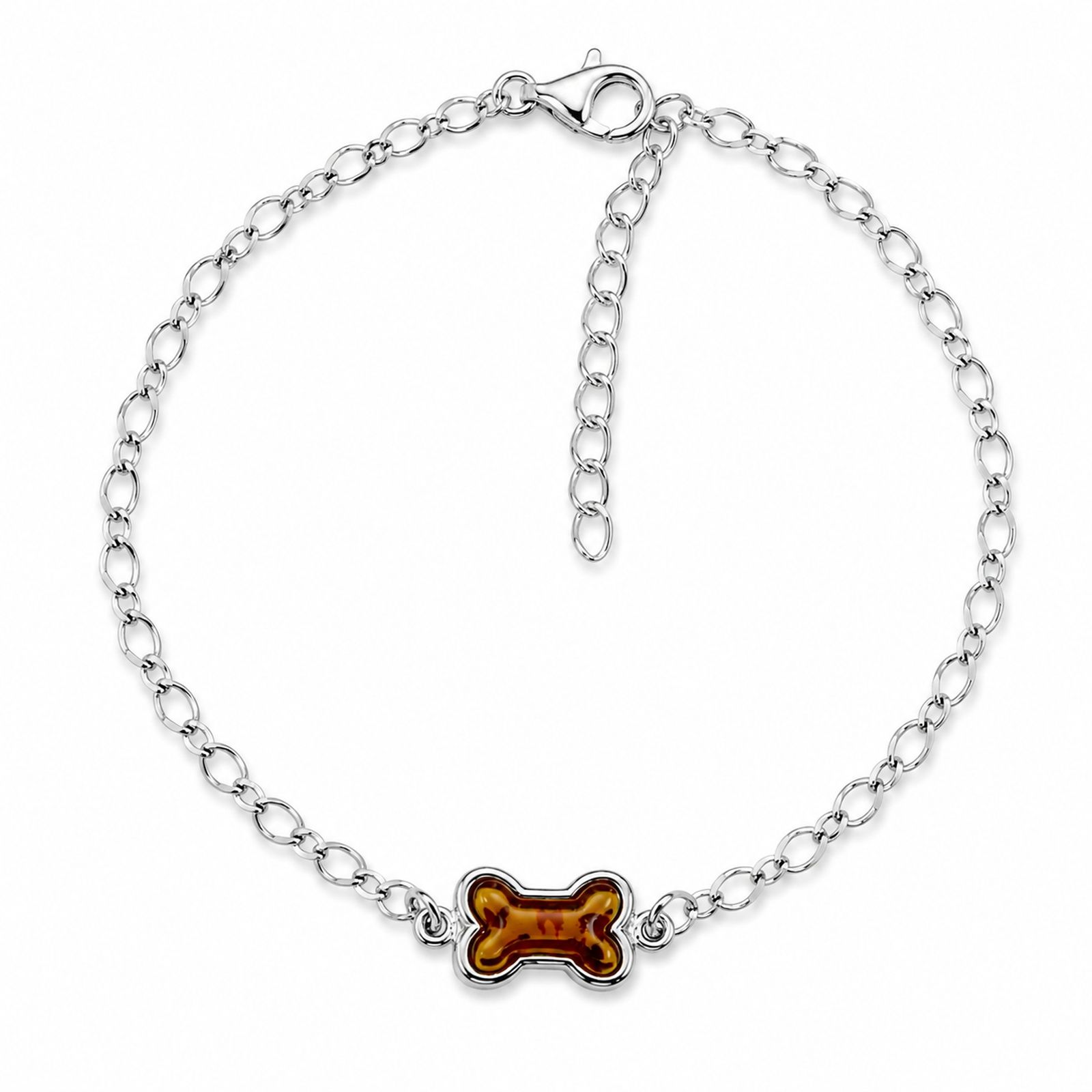 Armband "Knochen", Silber 925/000, Bernstein