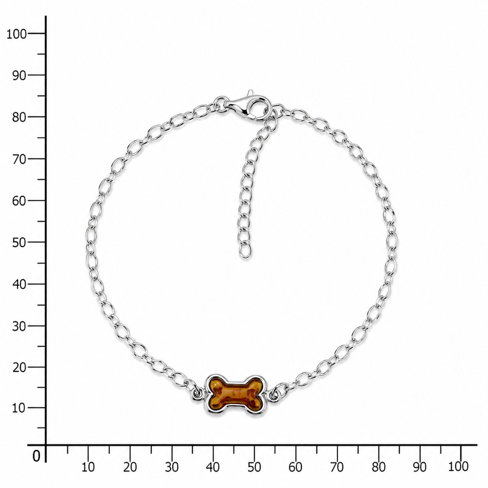 Armband "Knochen", Silber 925/000, Bernstein
