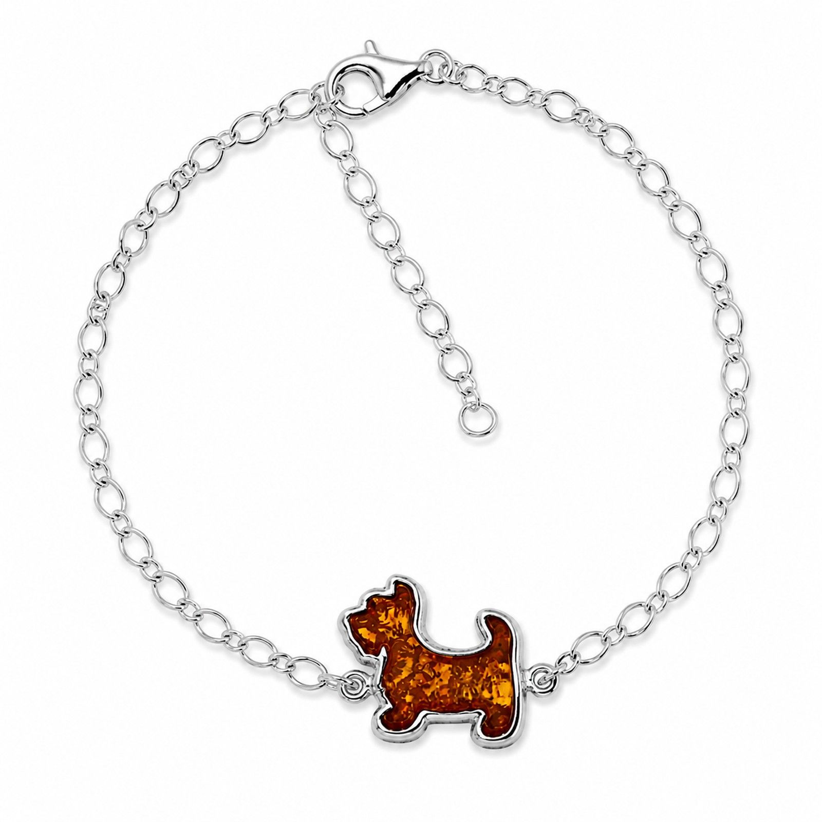Armband "Hund", Silber 925/000, Bernstein