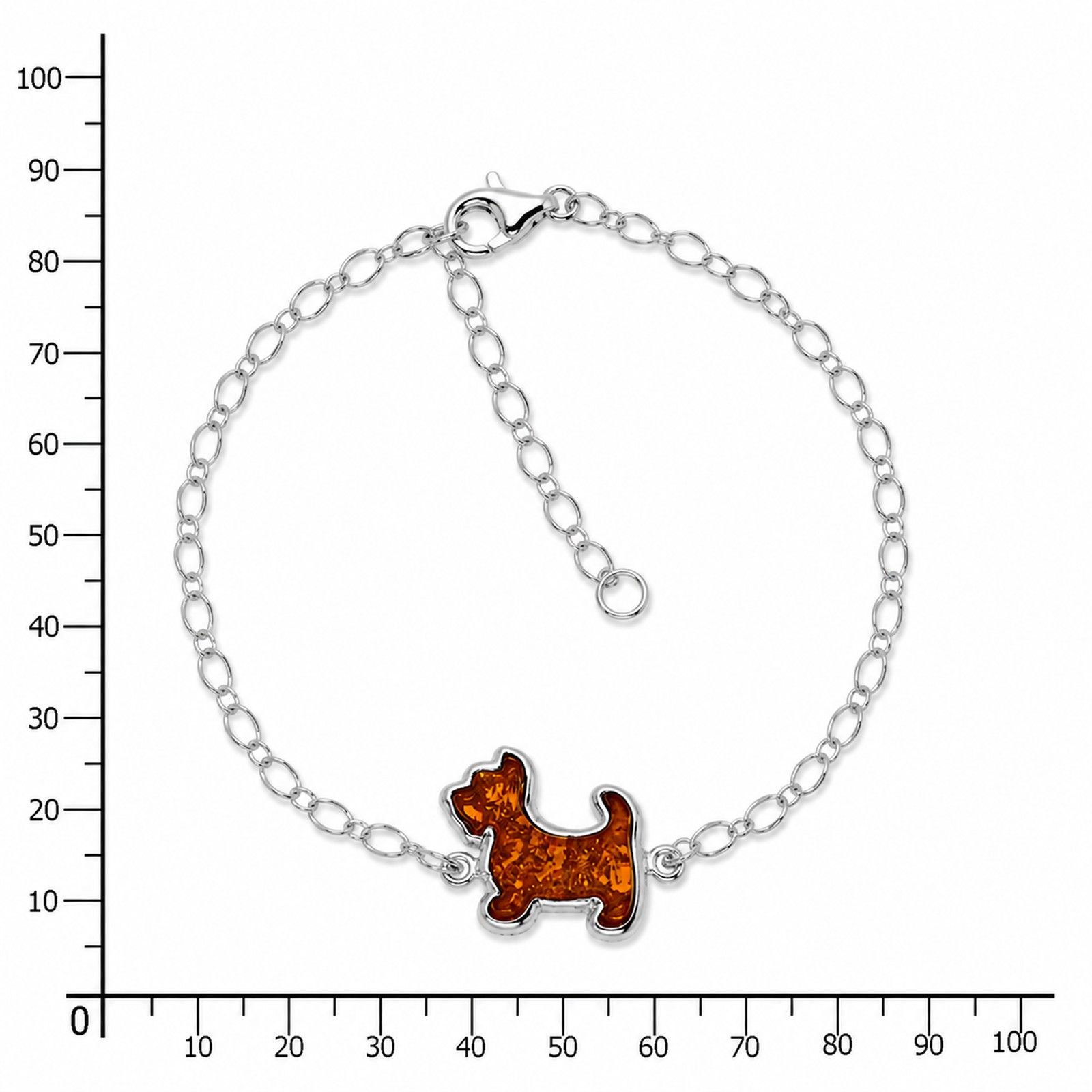 Armband "Hund", Silber 925/000, Bernstein