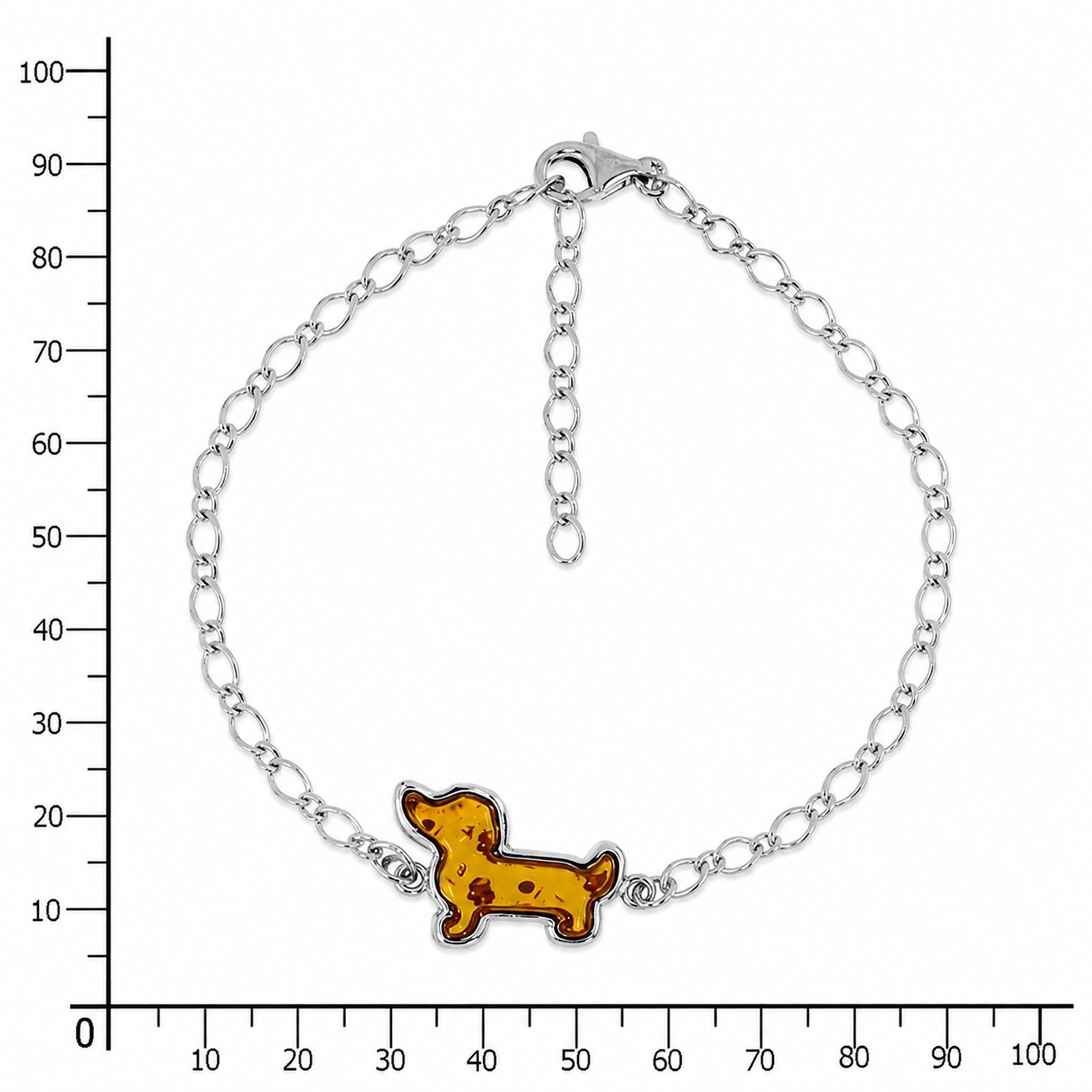 Armband "Hund", Silber 925/000, Bernstein