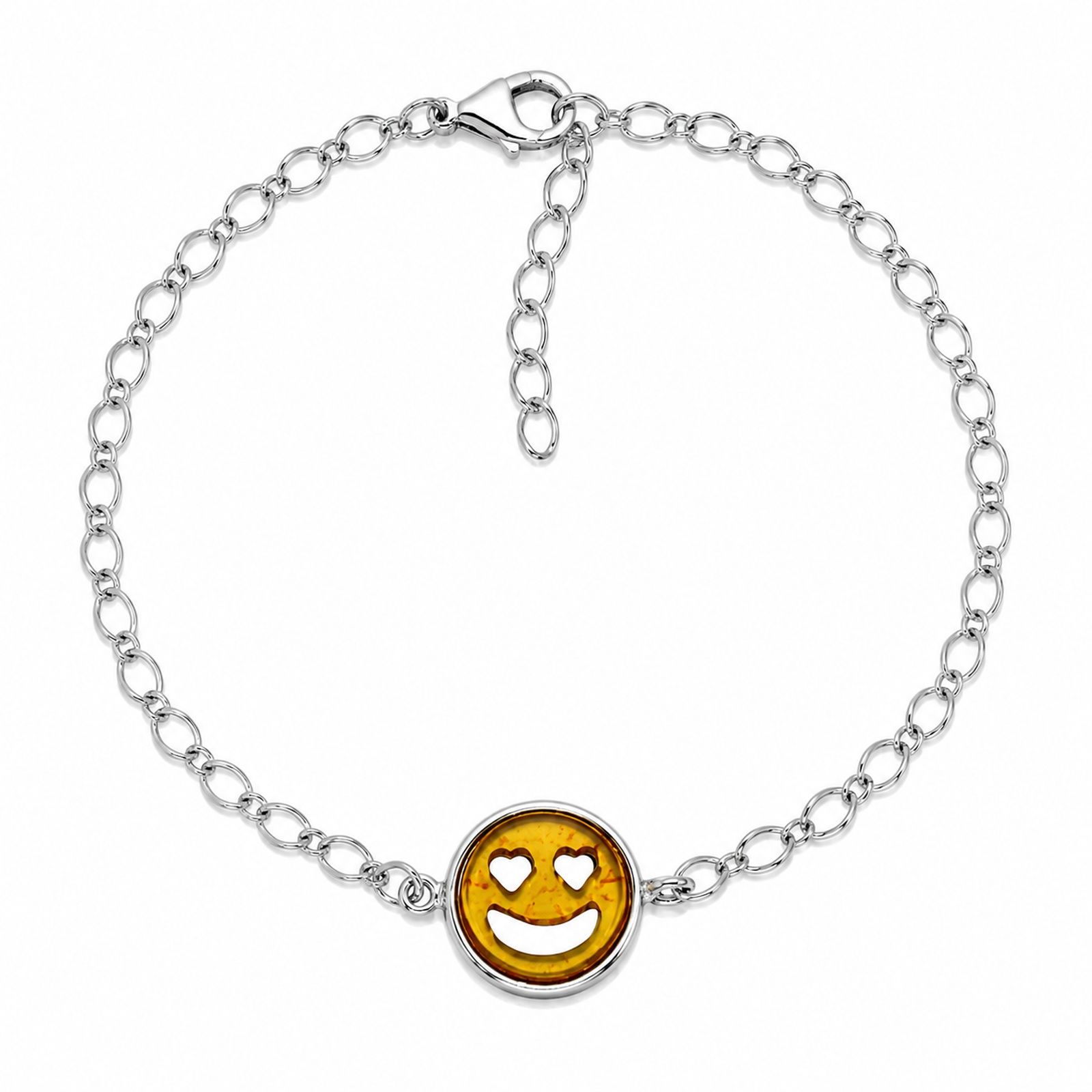 Armband "Smiley", Silber 925/000, Bernstein