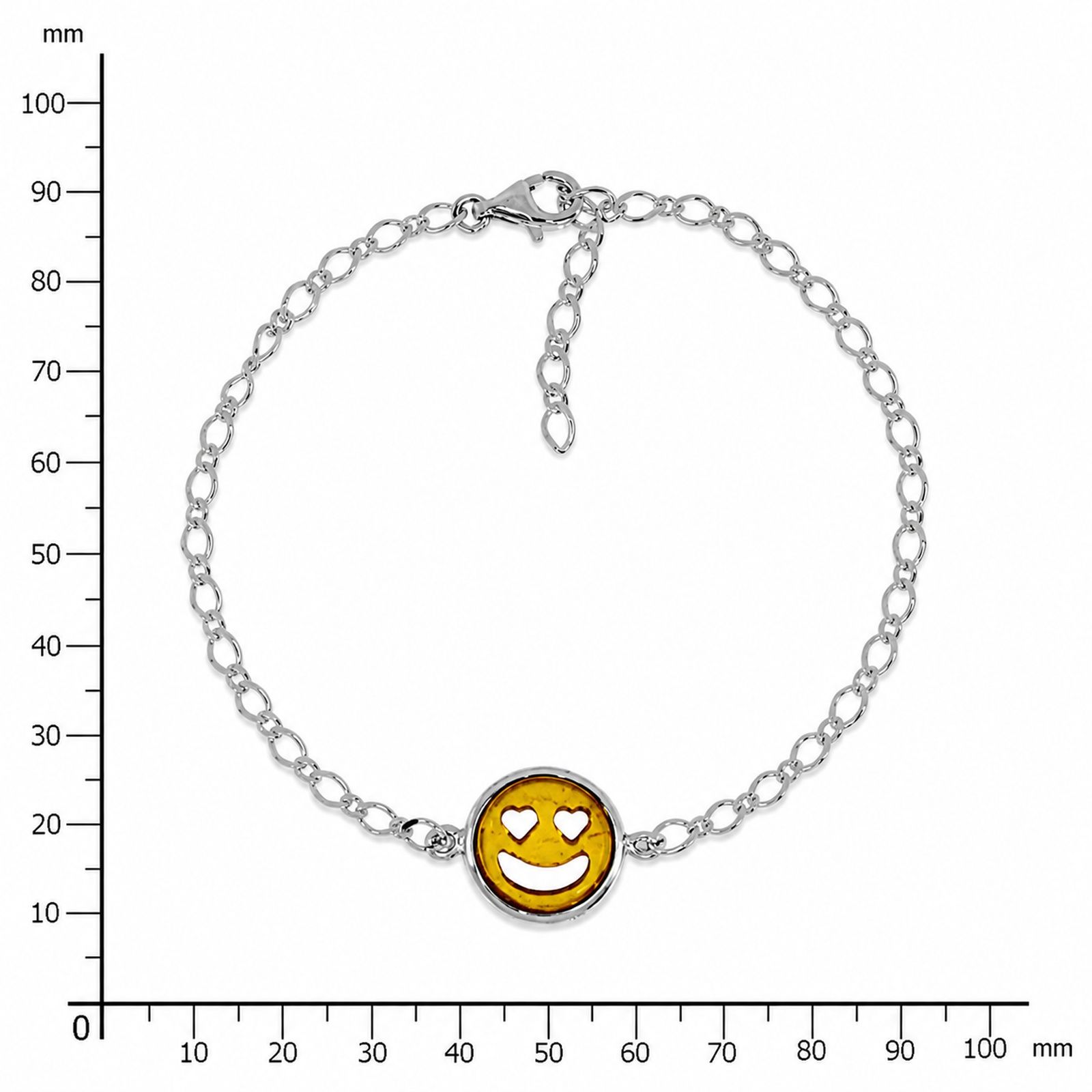 Armband "Smiley", Silber 925/000, Bernstein