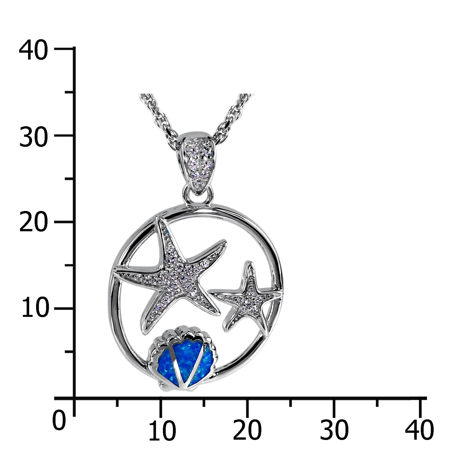 Kette mit Anhänger, Silber 925/000, Seestern/Muschel