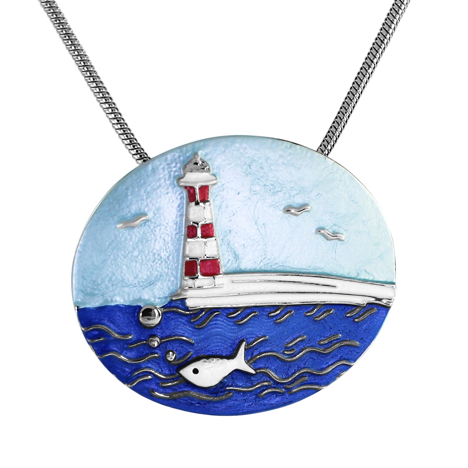 Kette mit Anhänger Leuchtturm, blau