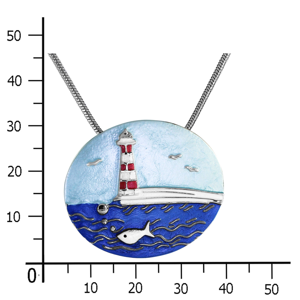 Kette mit Anhänger Leuchtturm, blau