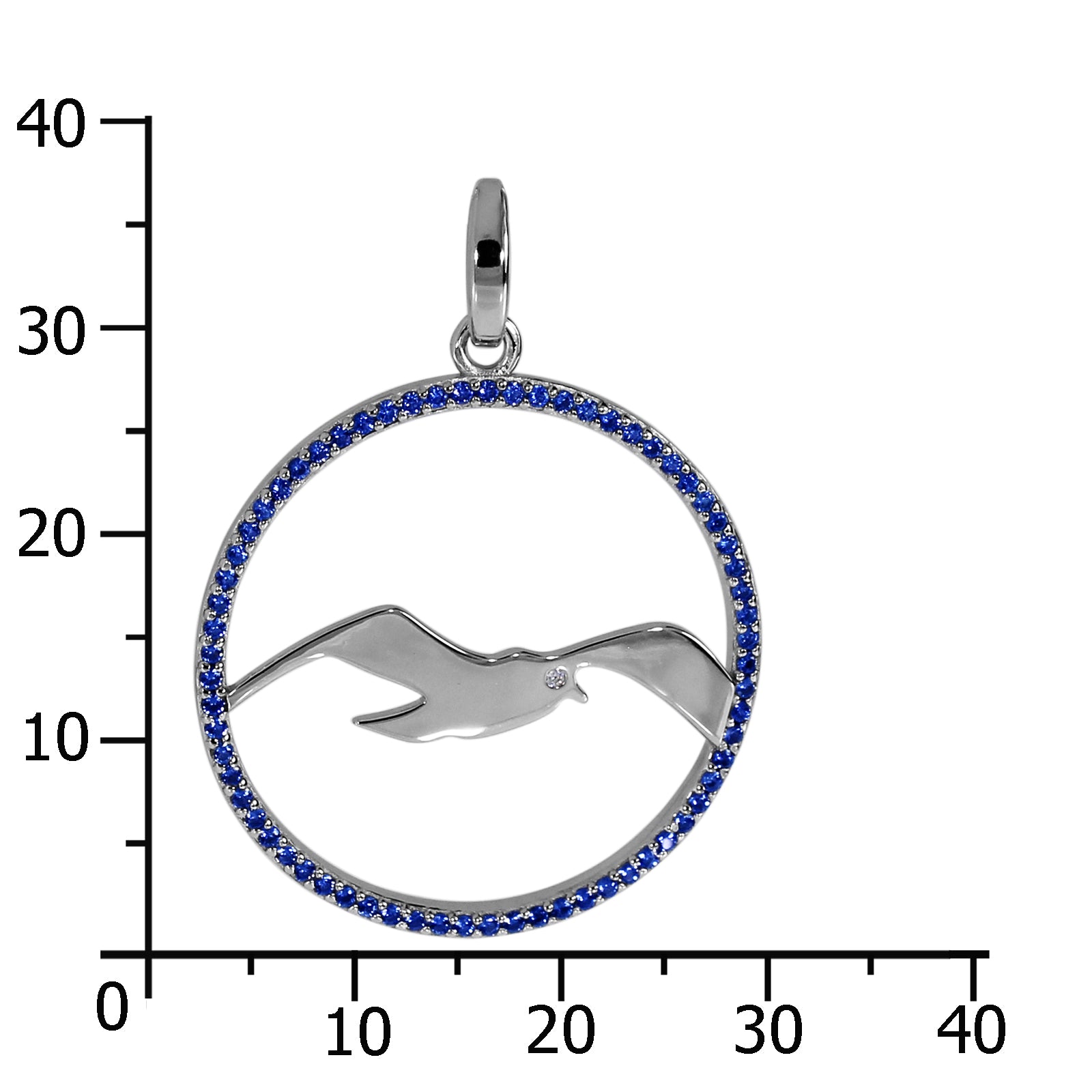 Anhänger Silber 925/000, Zirkonia, blau -Möwe-28 mm