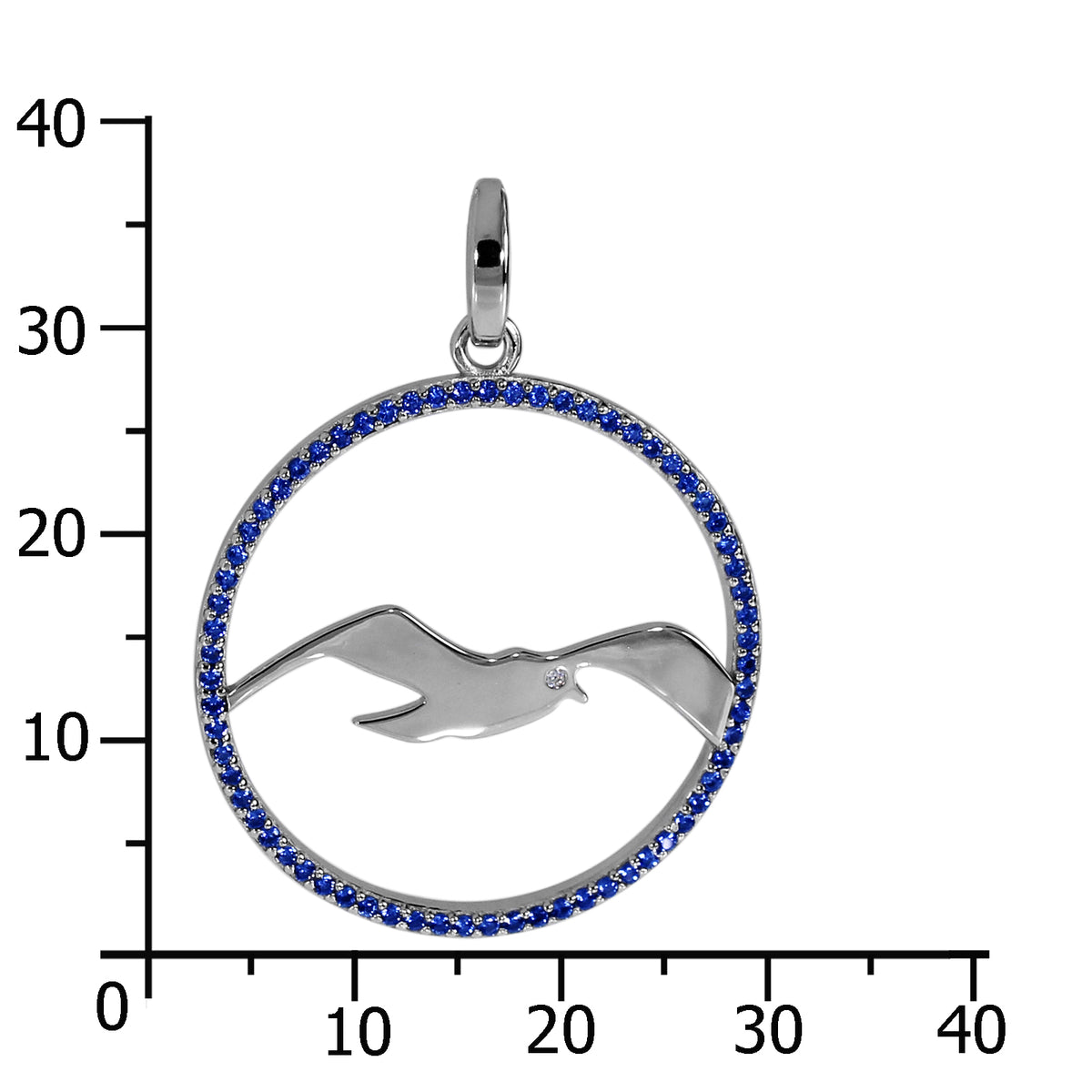 Anhänger Silber 925/000, Zirkonia, blau -Möwe-