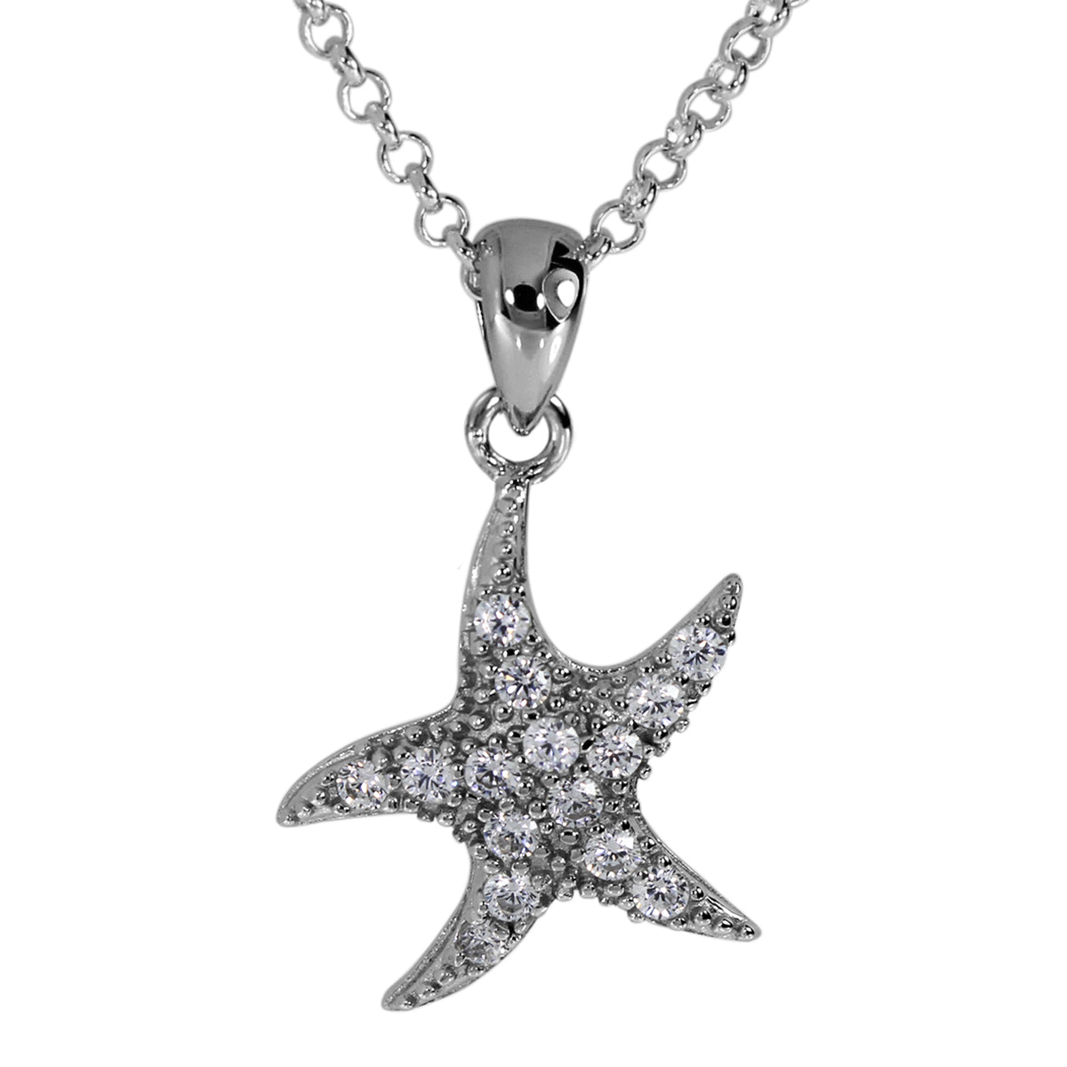 Kette mit Anhänger "Seestern" Silber 925/000,  Zirkonia -Länge wählbar-