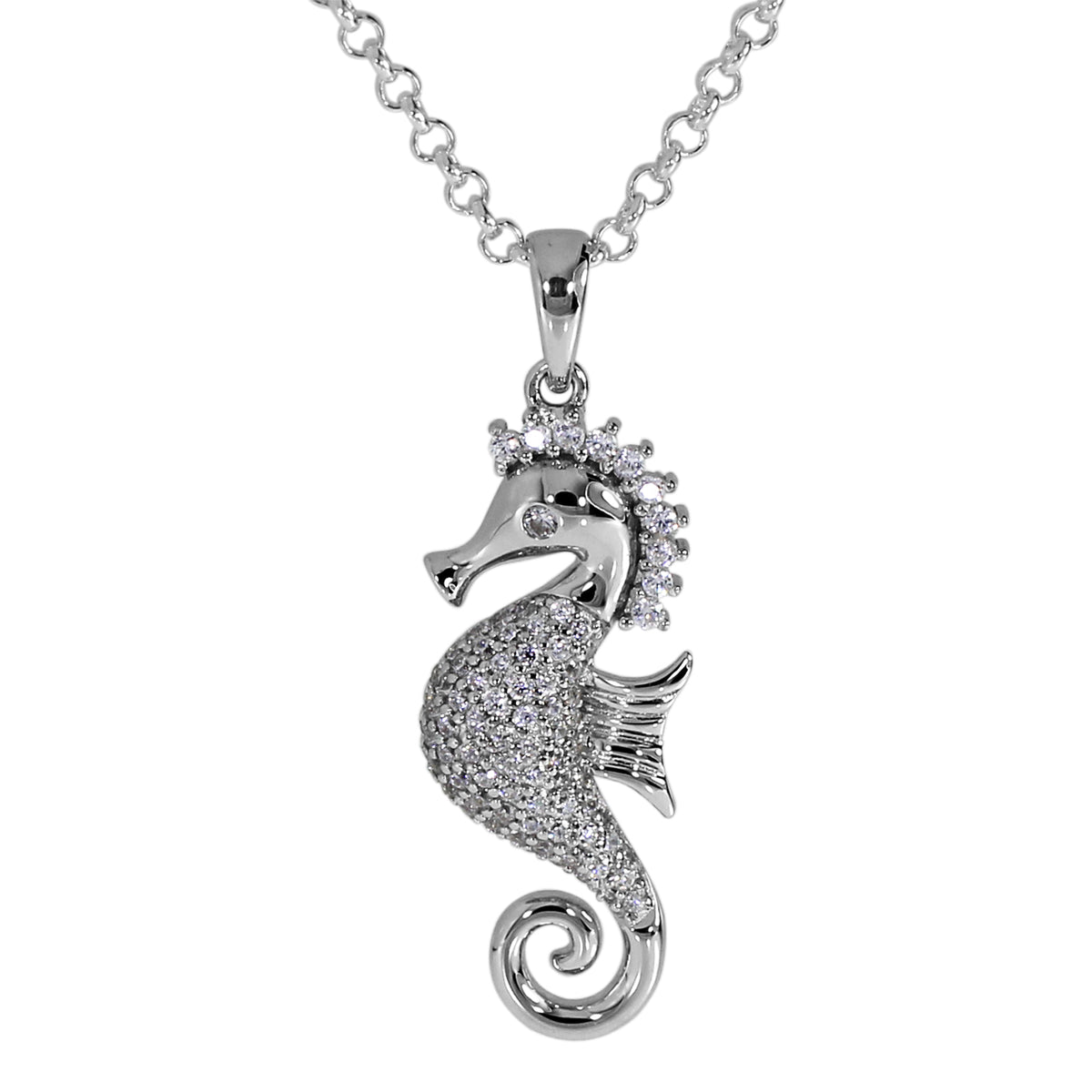 Kette mit Anhänger "Seepferdchen" Silber 925/000,  Zirkonia -Länge wählbar-