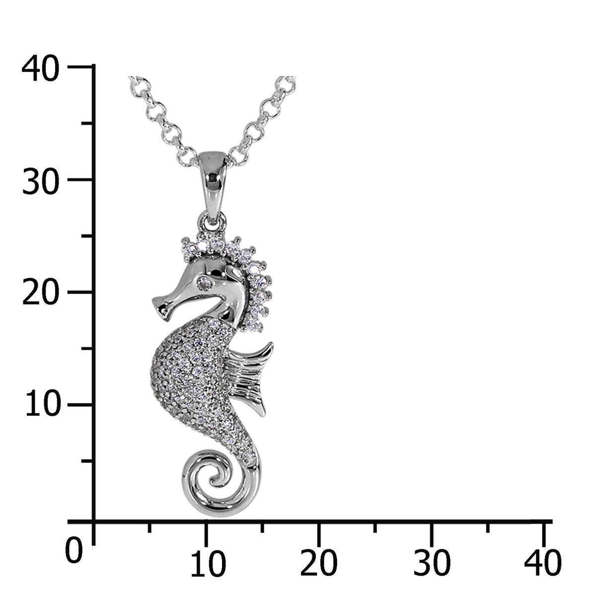 Kette mit Anhänger "Seepferdchen" Silber 925/000,  Zirkonia -Länge wählbar-