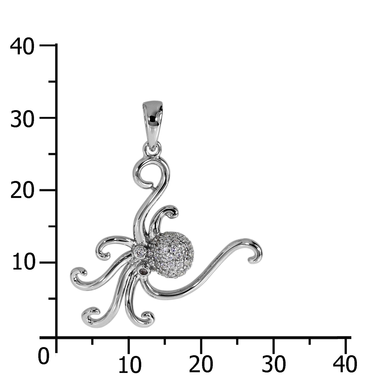 Anhänger "Krake", Silber 925/000, Zirkonia