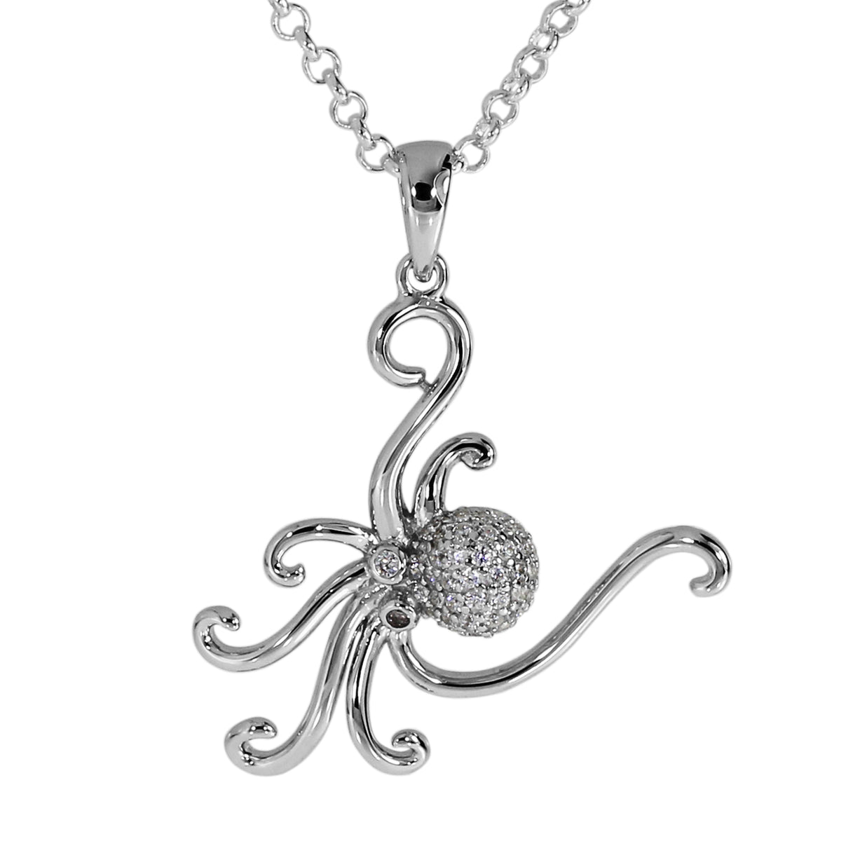 Kette mit Anhänger "Krake" Silber 925/000,  Zirkonia -Länge wählbar-