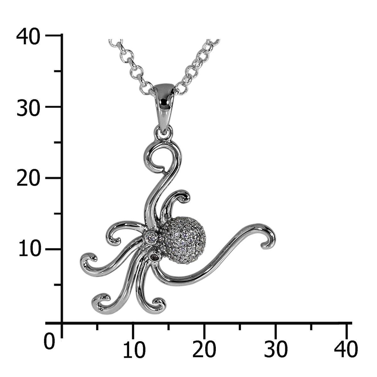 Kette mit Anhänger "Krake" Silber 925/000,  Zirkonia -Länge wählbar-