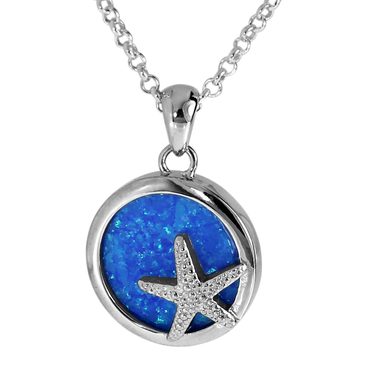 Kette mit Anhänger "Seestern" Silber 925/000 sy. Opal -Länge wählbar-