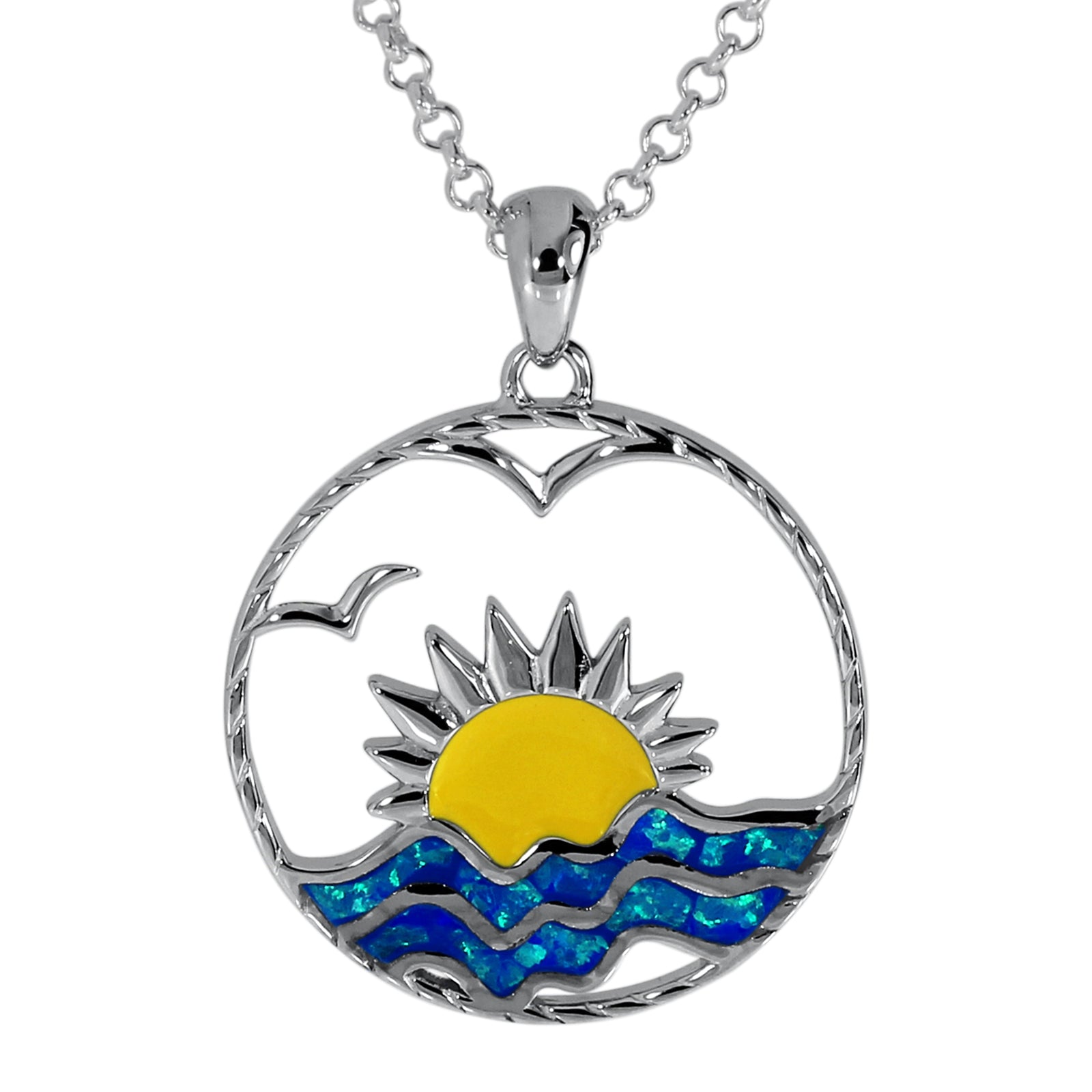 Kette mit Anhänger "Sonnenuntergang" Silber 925/000 sy. Opal -Länge wählbar-