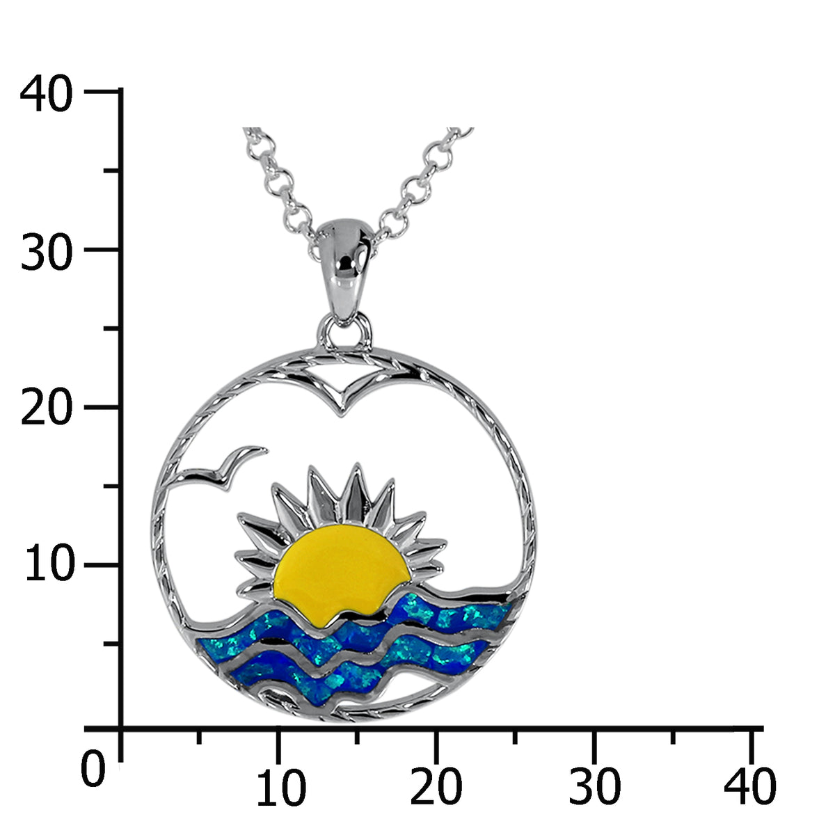 Kette mit Anhänger "Sonnenuntergang" Silber 925/000 sy. Opal -Länge wählbar-