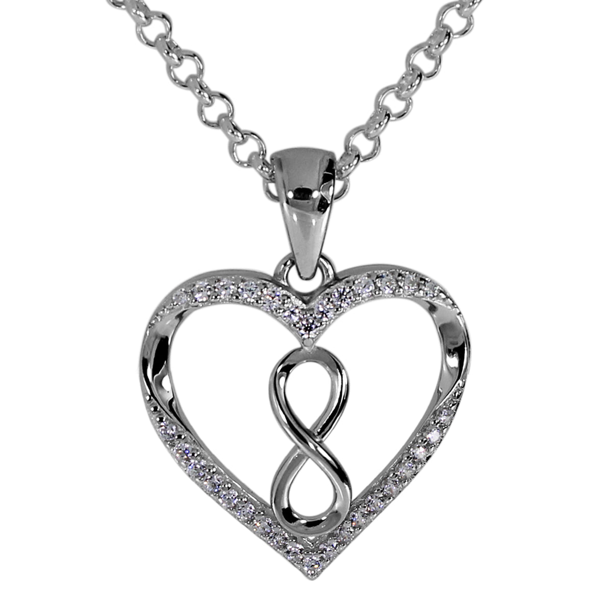 Kette mit Anhänger "Herz" Silber 925/000,  Zirkonia -Länge wählbar-