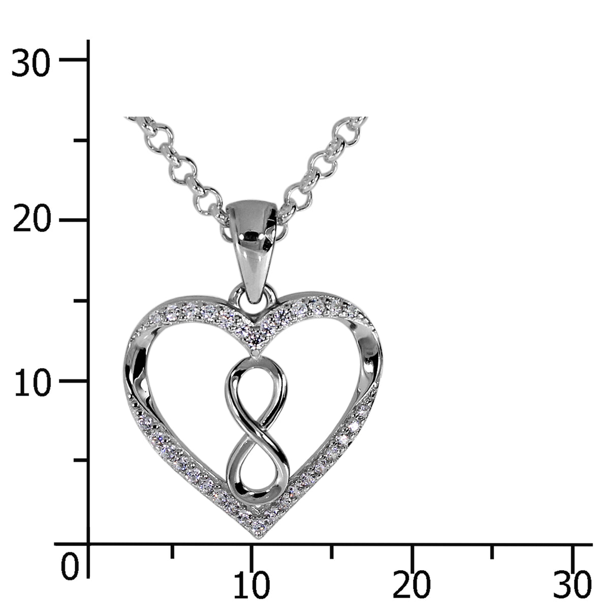 Kette mit Anhänger "Herz" Silber 925/000,  Zirkonia -Länge wählbar-