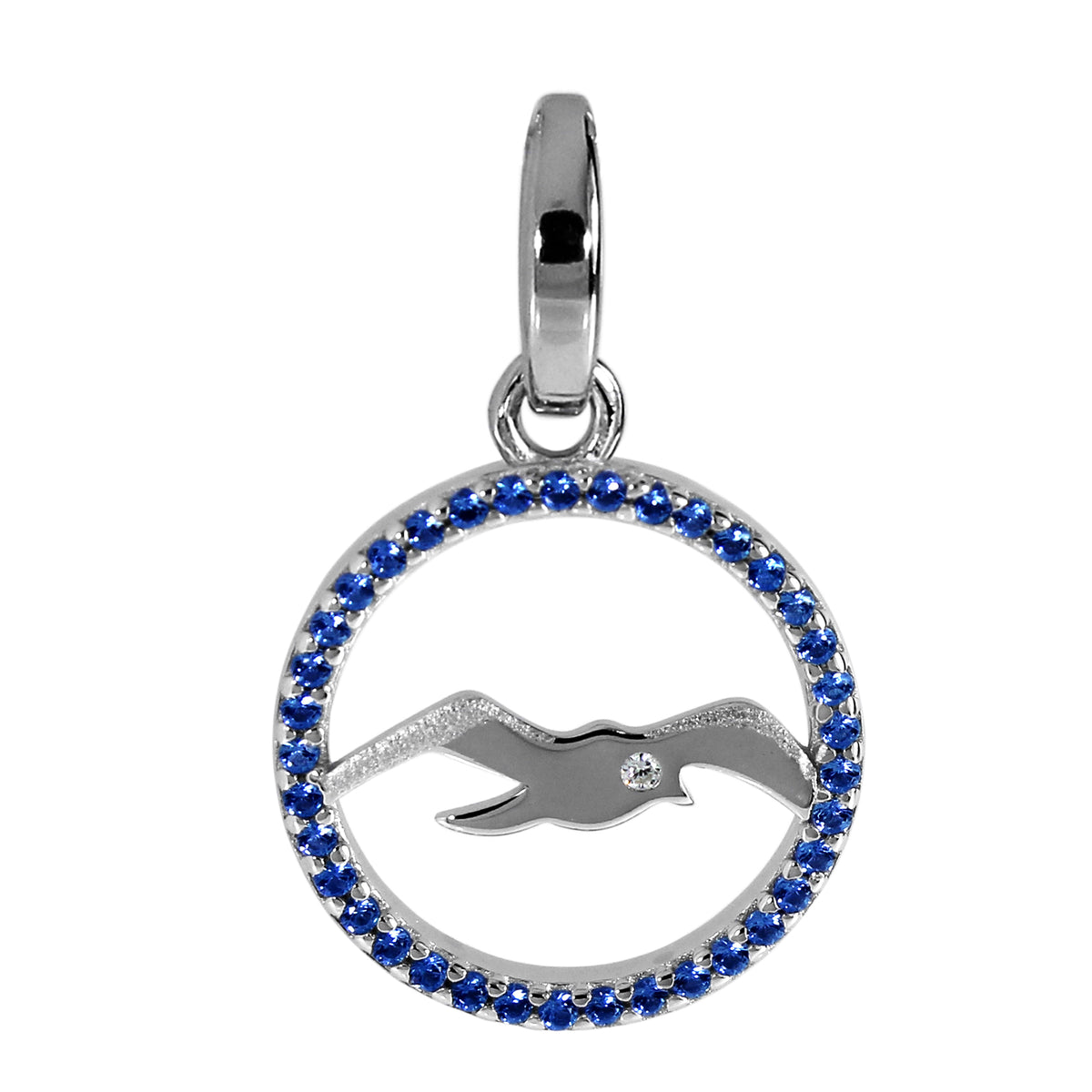 Anhänger Silber 925/000, Zirkonia, blau -Möwe-15 mm
