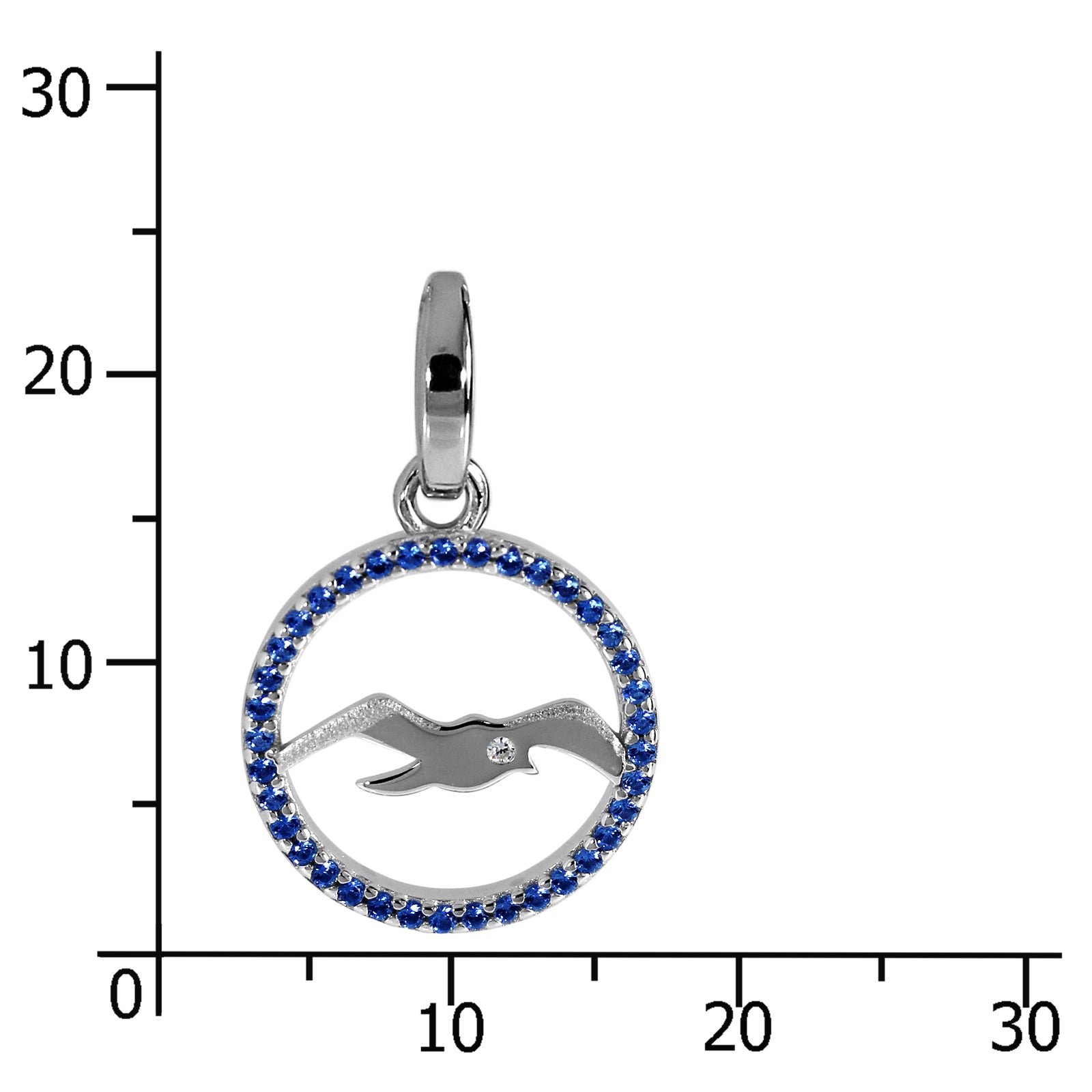 Anhänger Silber 925/000, Zirkonia, blau -Möwe-15 mm