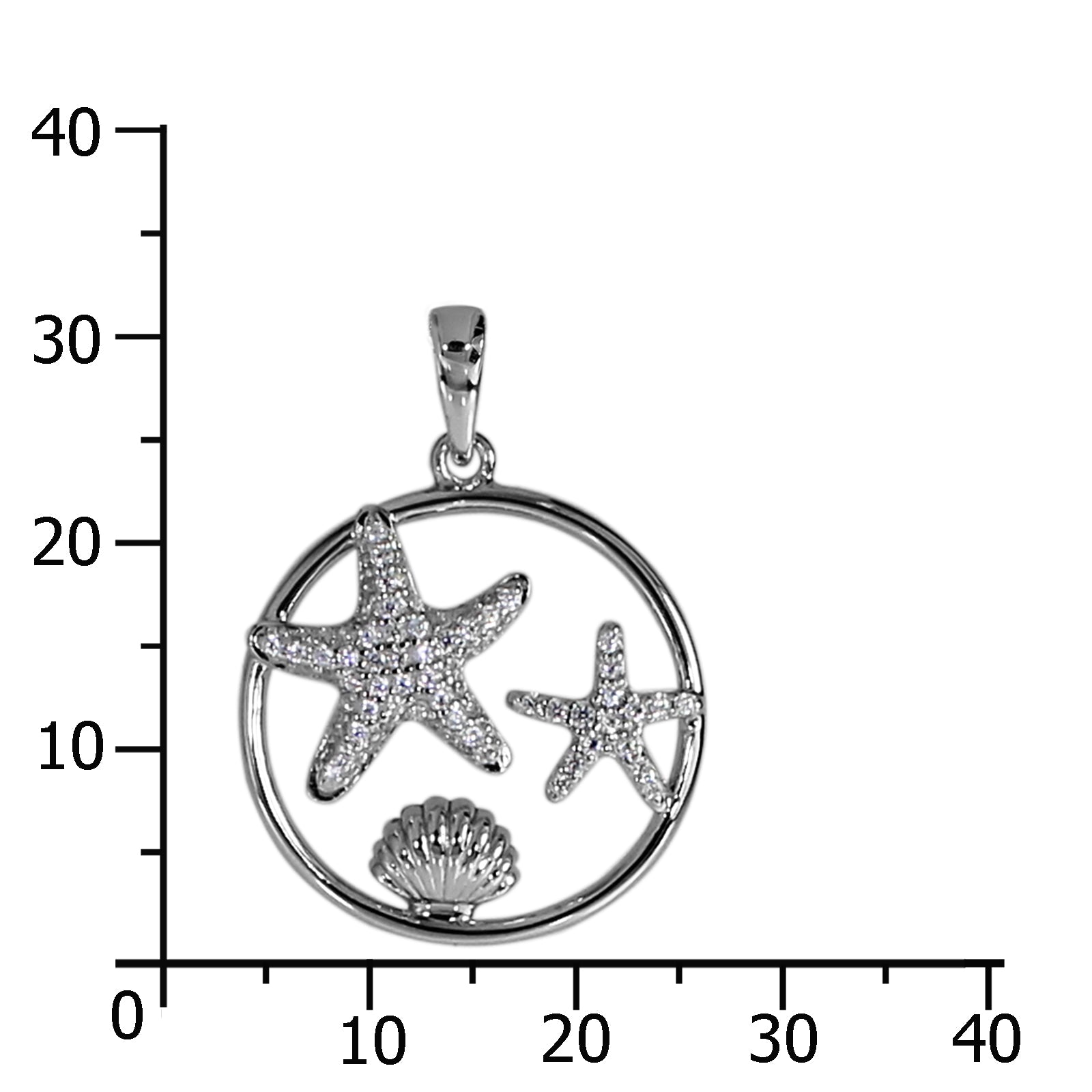 Anhänger "Seestern/ Muschel", Silber 925/000, Zirkonia