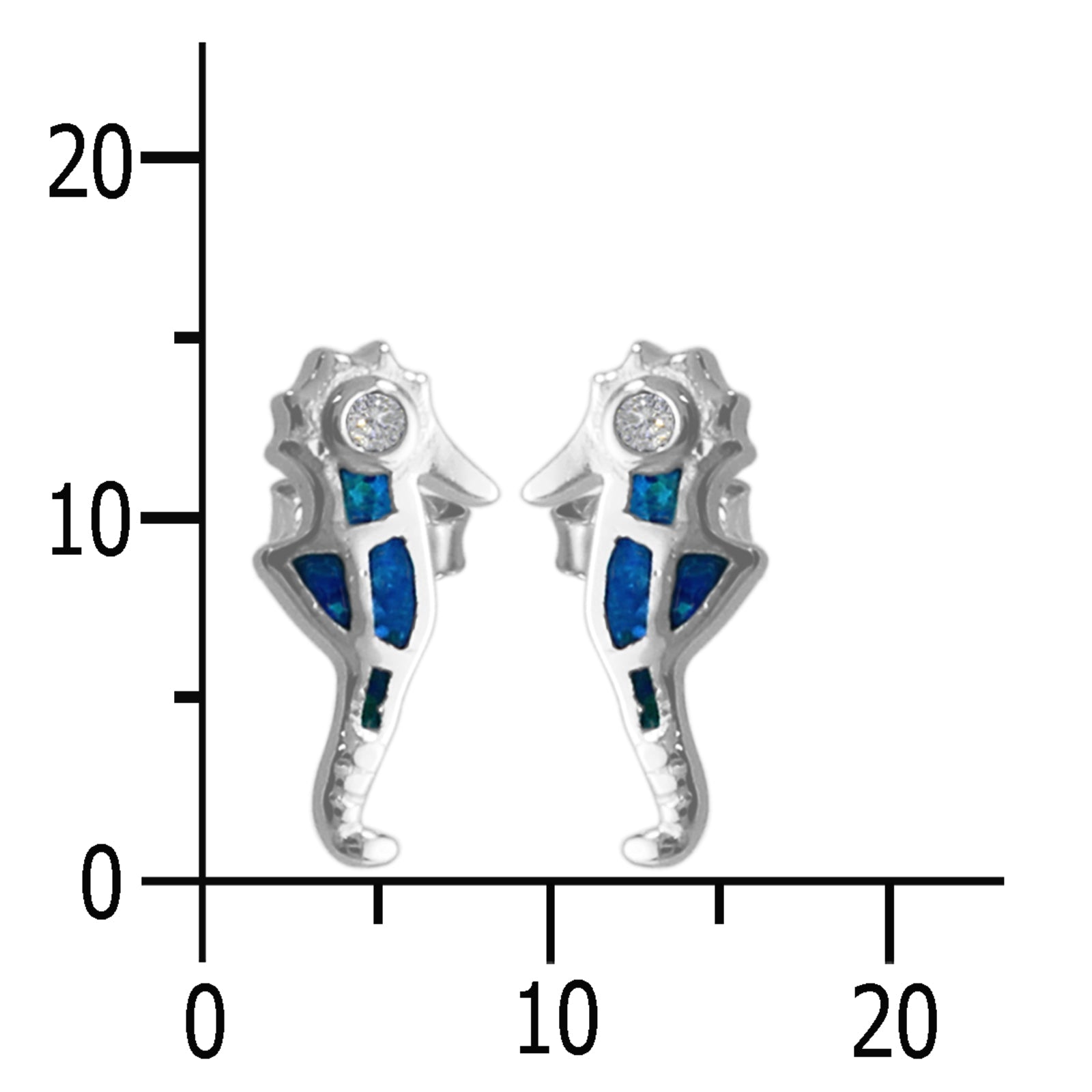 Ohrstecker, Seepferdchen, Silber 925/000, Zirkonia