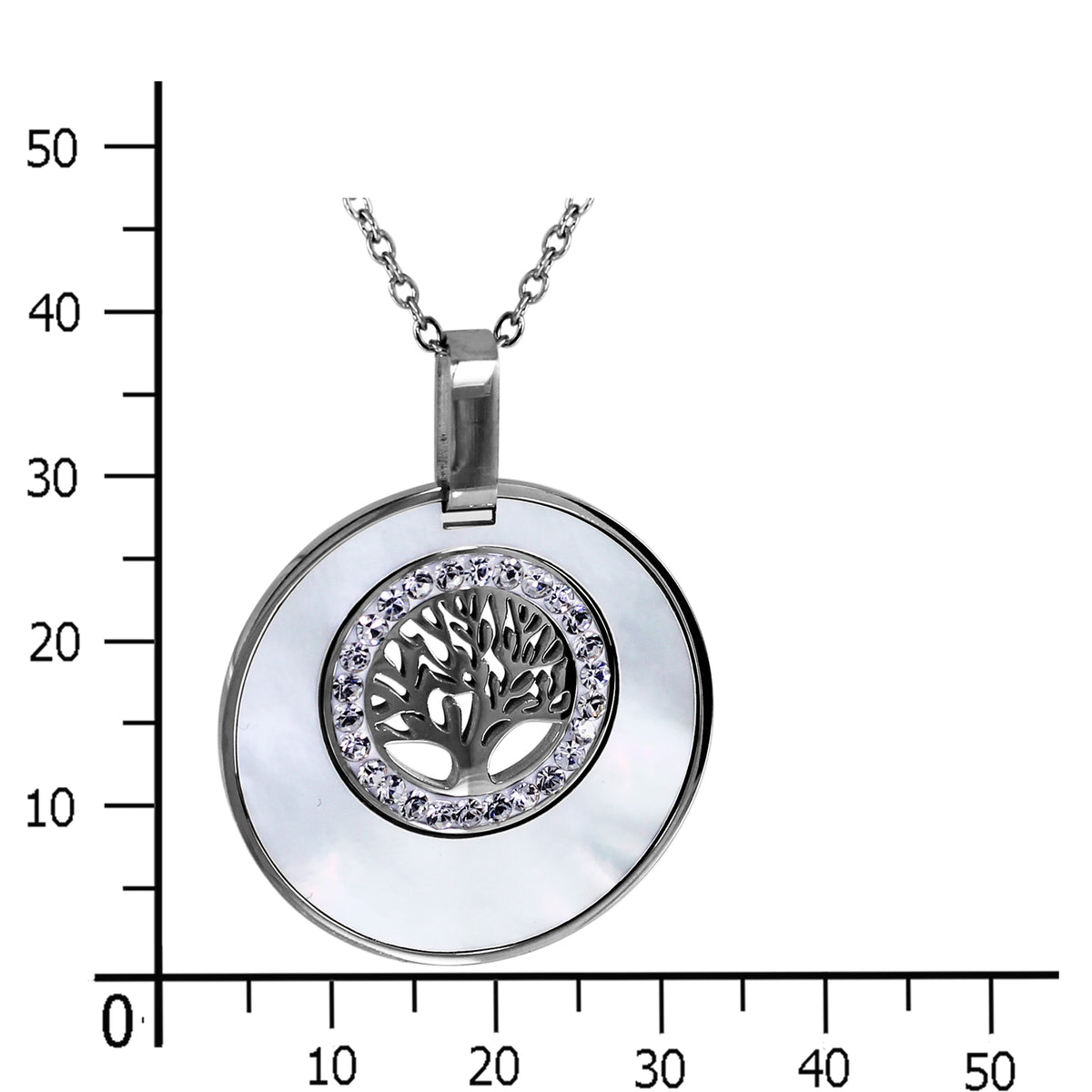 Kette mit Anhänger, Edelstahl, Perlmutt "Lebensbaum"